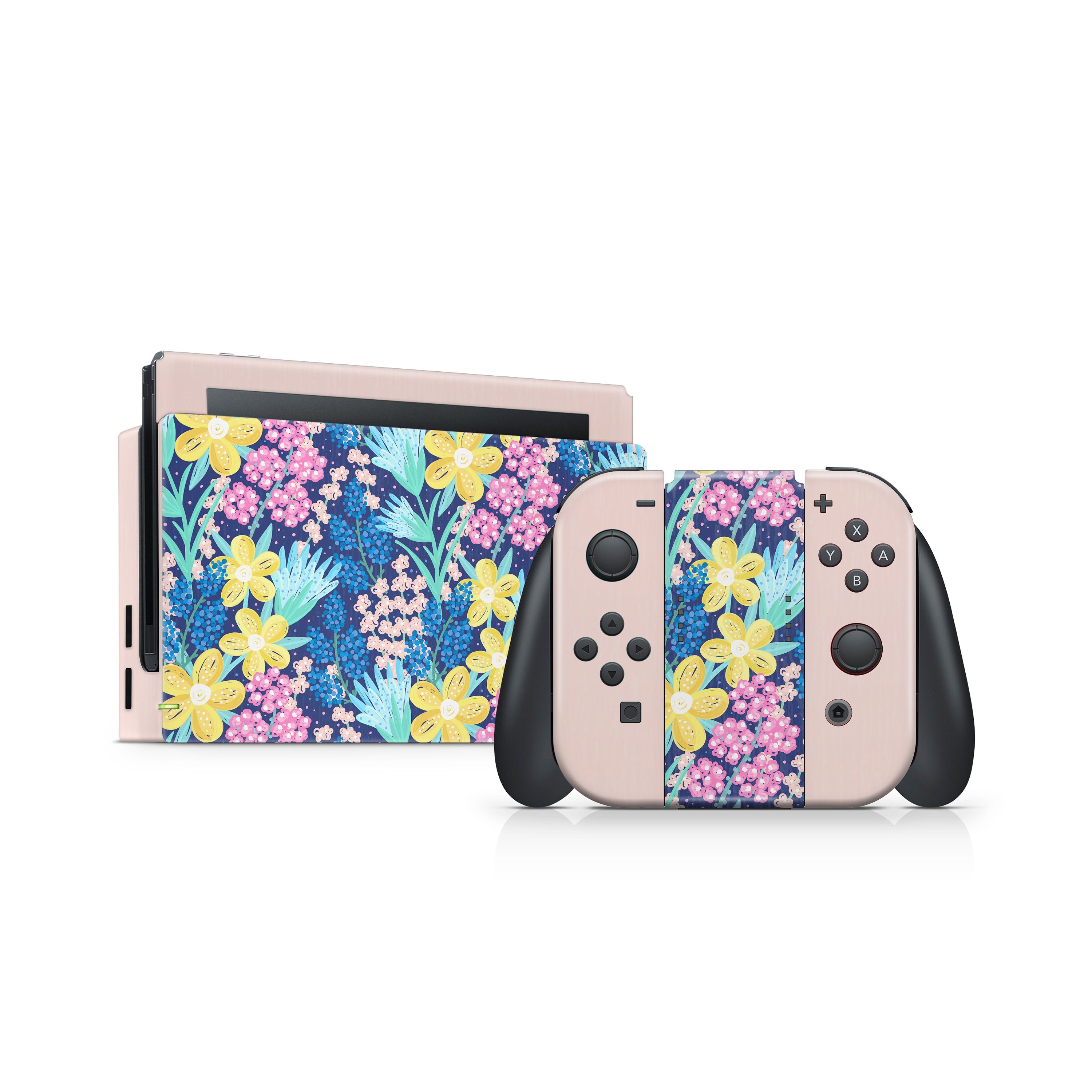 Nintendo switches skin Flowers, Pink switch skin Full cover decal vinyl 3m stickers