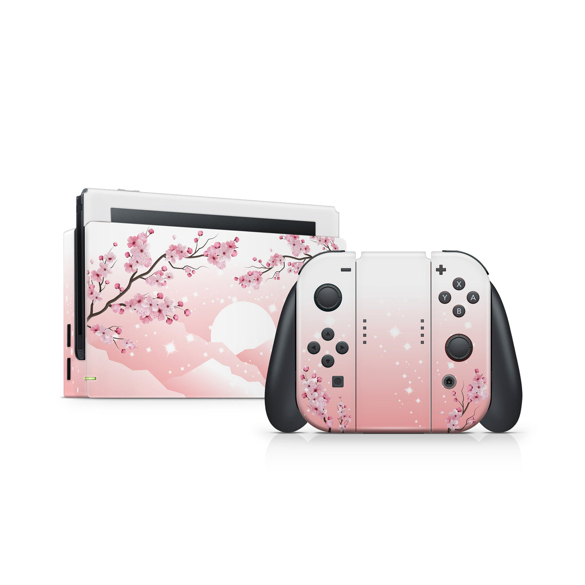 TACKY DESIGN Cherries Blossoms Nintendo Switch Skin Wrap | Pink Floral 3M Vinyl Full Cover