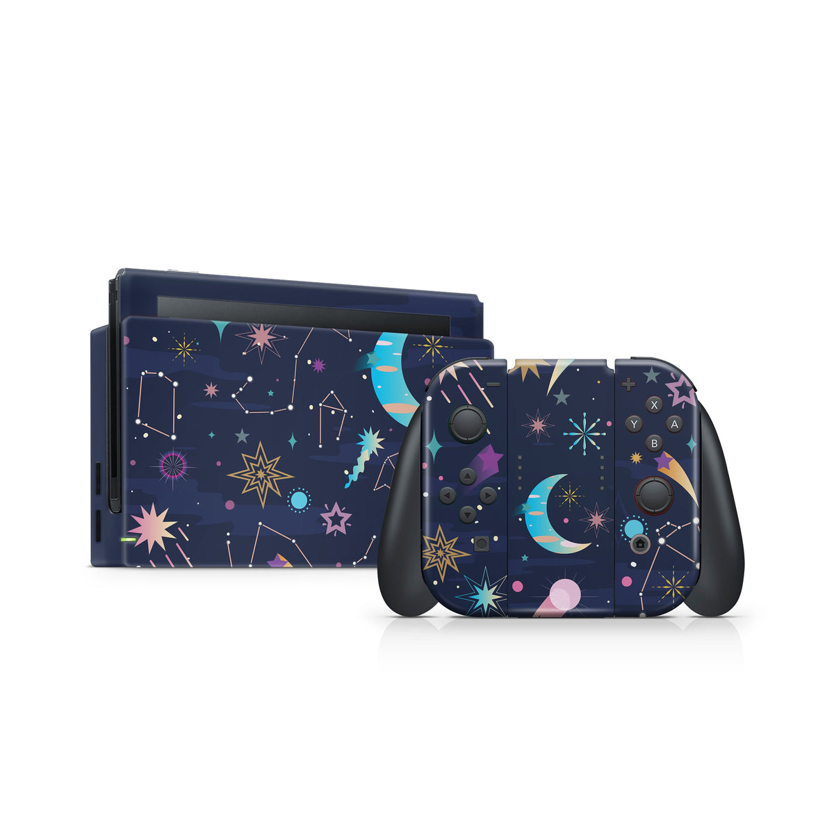 TACKY DESIGN Stars & Moon Nintendo Switch Skin Wrap | Blue Zodiac 3M Vinyl Cover