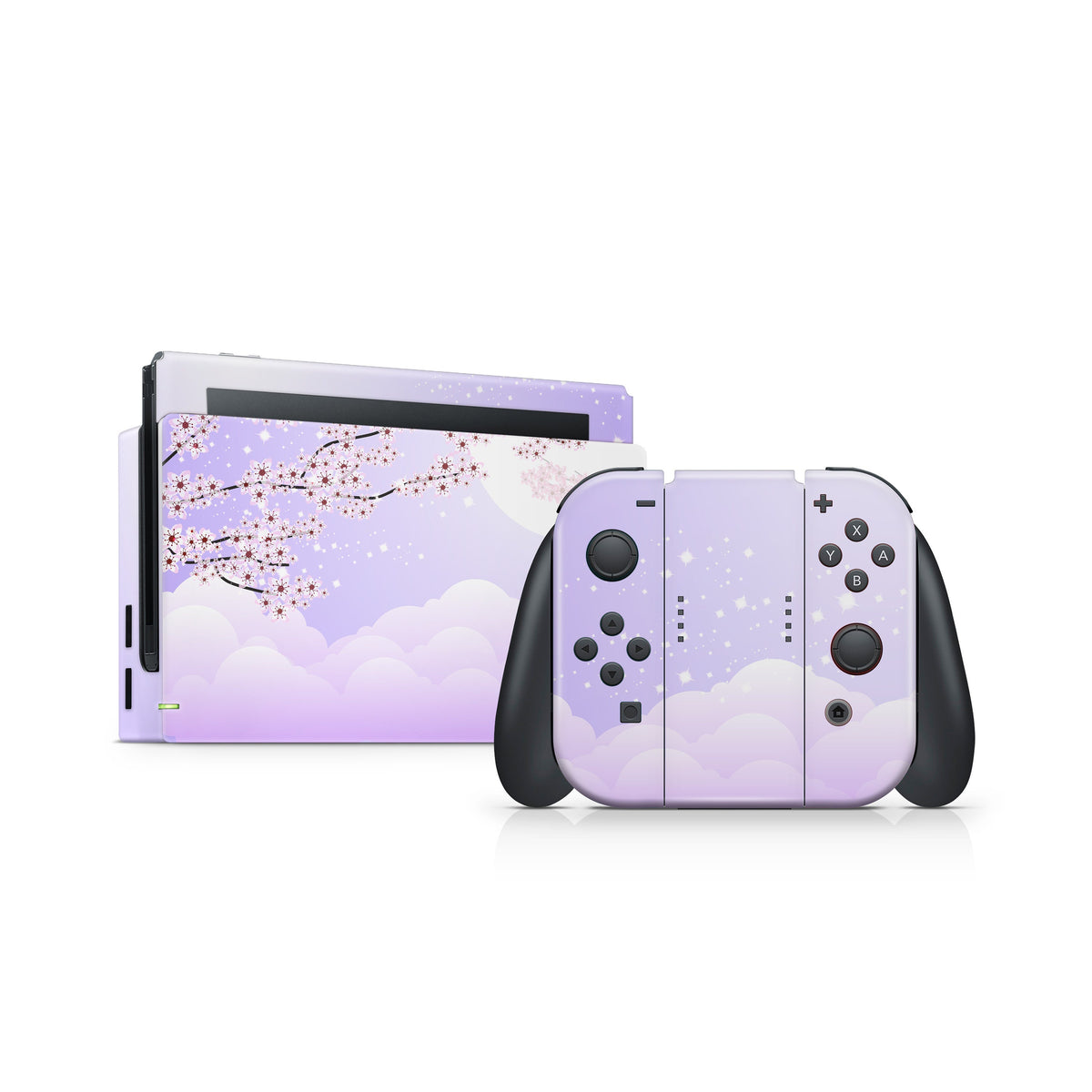 TACKY DESIGN Cherries Blossom Nintendo Switch Skin Wrap | Purple 3M Vinyl Full Cover