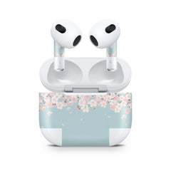 Sakura Apple Airpod Skins, Blue Airpods Sticker for Airpods 3 skin Vinyl 3m, Airpods skin earbuds, Airpods Protective Full wrap Cover