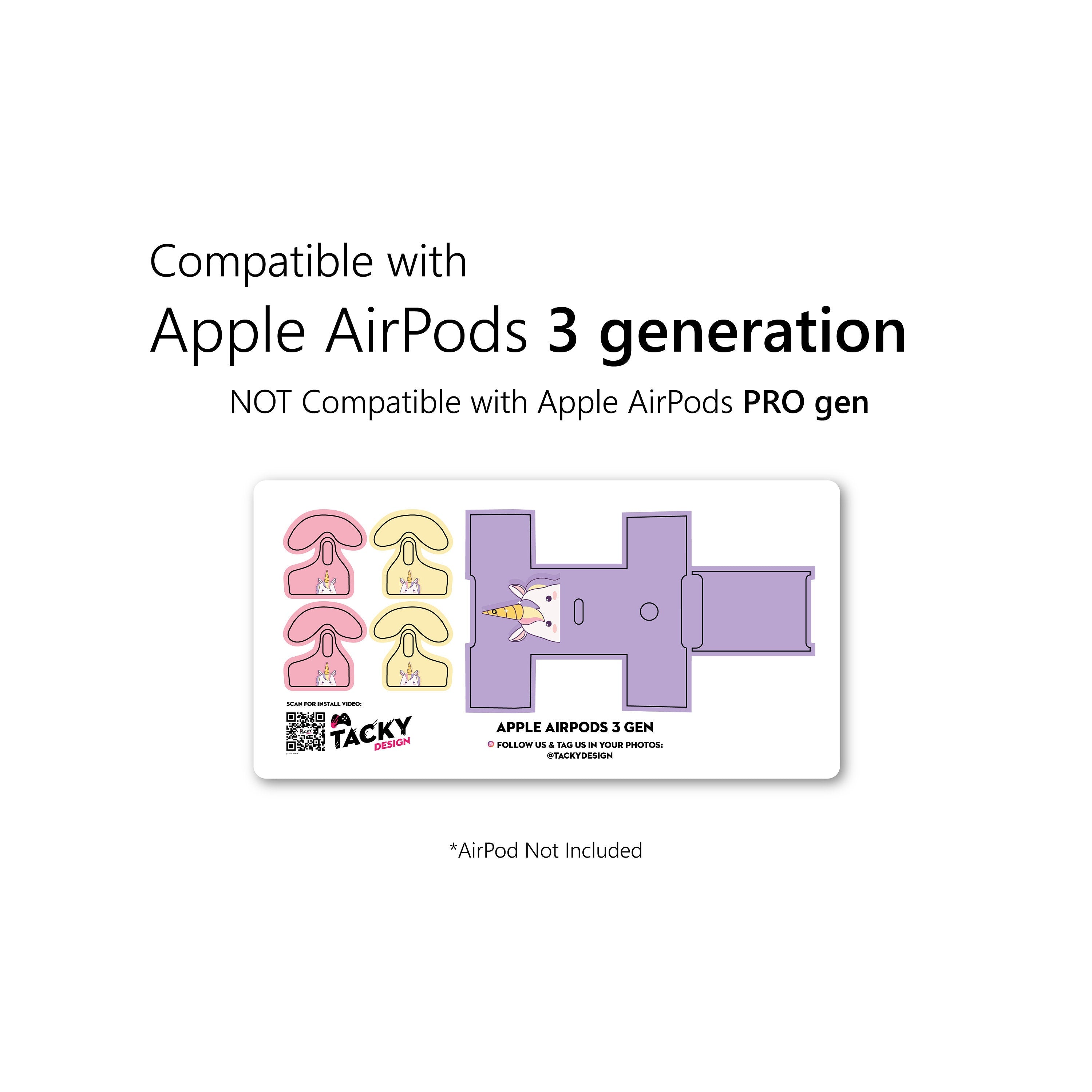 Unicorn Apple Airpod Skins, Kawaii Airpods Sticker for Airpods 3 skin Vinyl 3m, Airpods skin earbuds, Airpods Protective Full wrap Cover