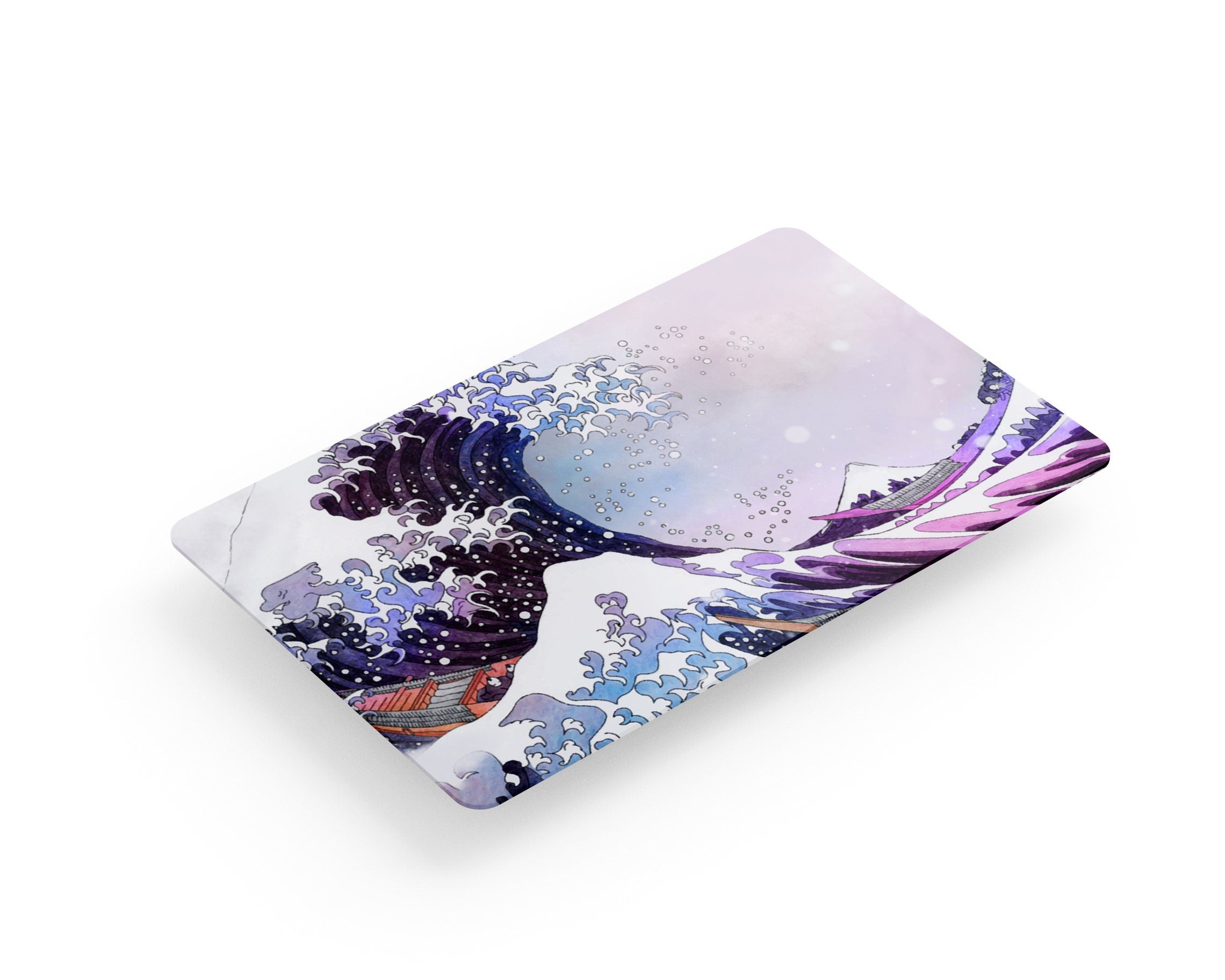 4PCS Credit Card Skin Wave, Includes 4 different variations for Debit Card Stickers Kawaii 3M Vinyl Waterproof, Bubble-Free Installation,