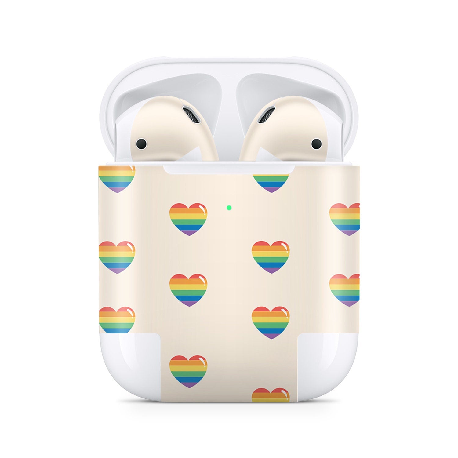 Hearts Apple Airpod Skins, Beige Airpods Sticker for airpods 1 & 2 Vinyl 3m, Airpods skin earbuds, Airpods Protective Full wrap Cover