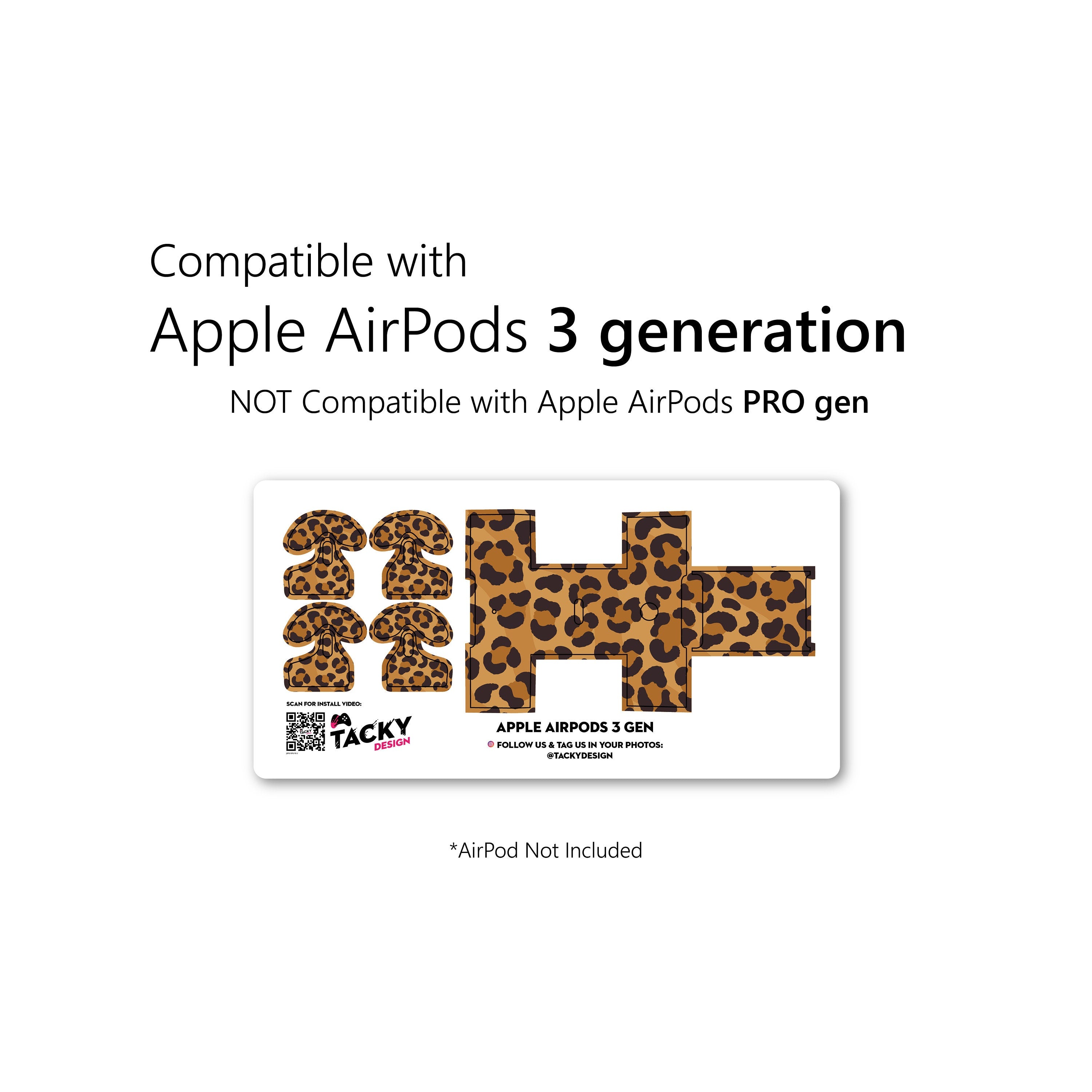 Leopard Apple Airpod Skins, Brown Airpods Sticker for Airpods 3 skin Vinyl 3m, Airpods skin earbuds, Airpods Protective Full wrap Cover