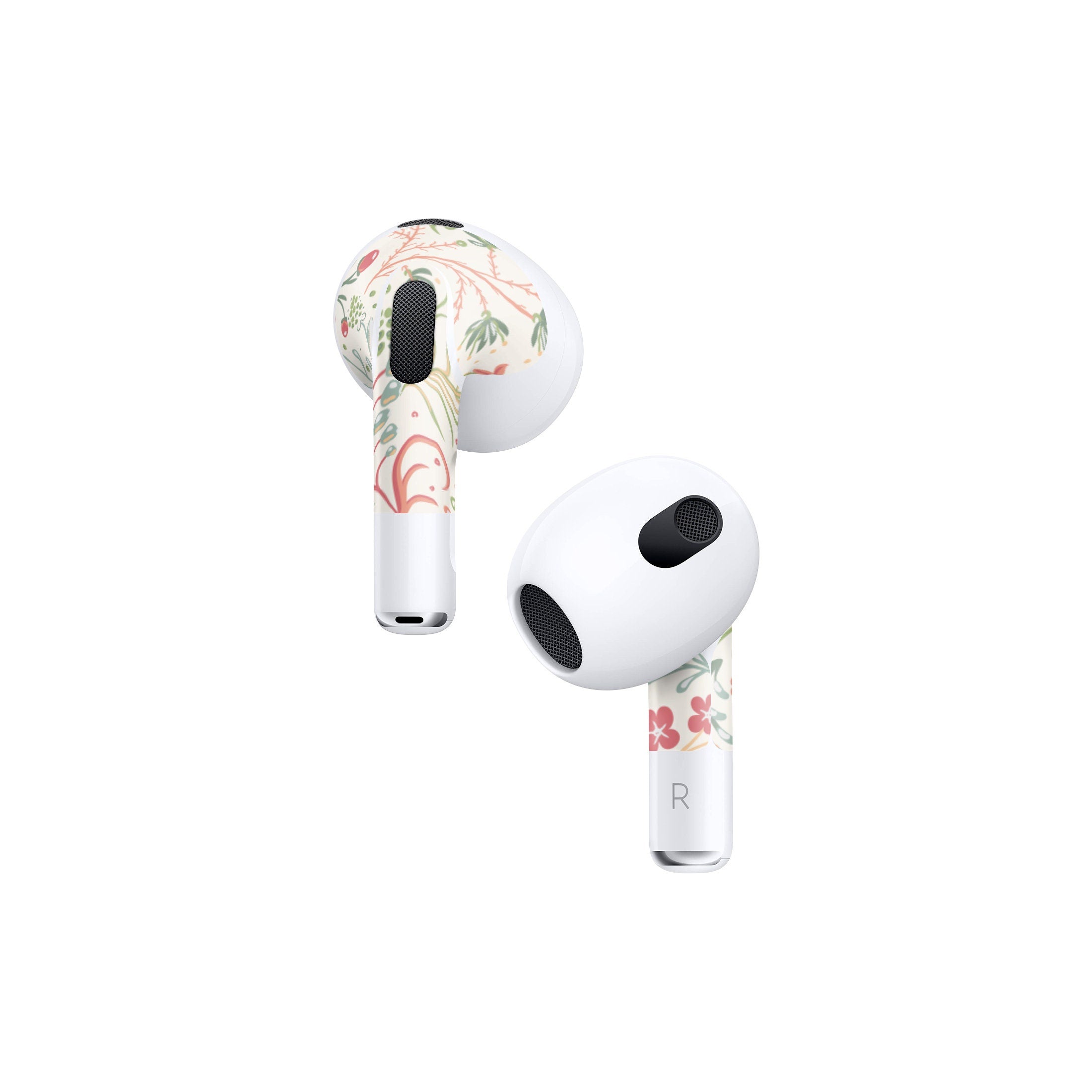 Floral Apple Airpod Skins, Flowery Airpods Sticker for Airpods 3 skin Vinyl 3m, Airpods skin earbuds, Airpods Protective Full wrap Cover