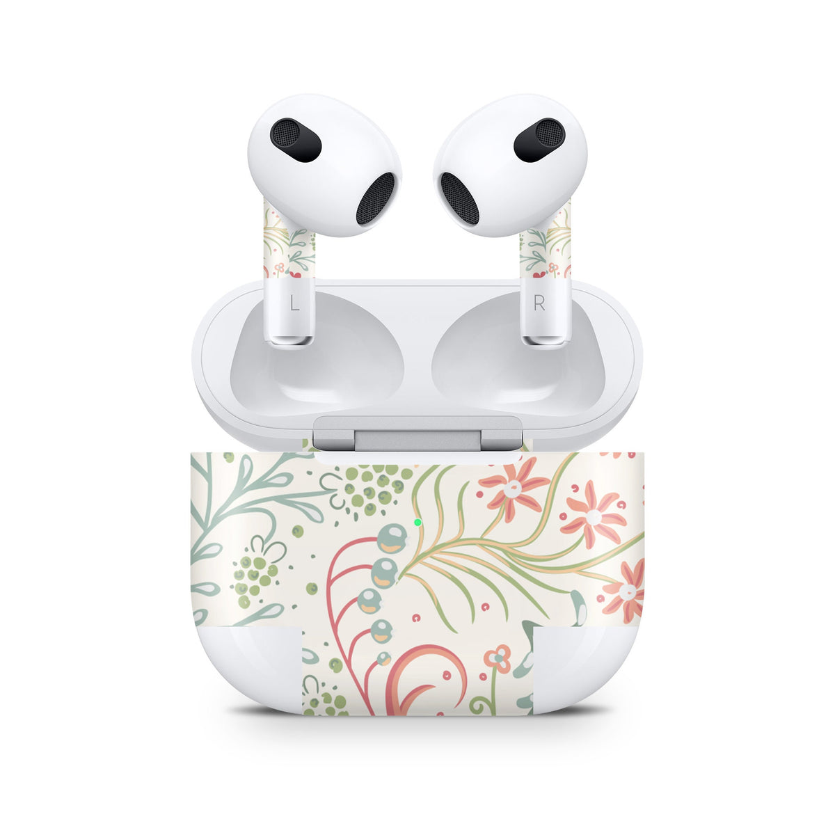 Floral Apple Airpod Skins, Flowery Airpods Sticker for Airpods 3 skin Vinyl 3m, Airpods skin earbuds, Airpods Protective Full wrap Cover