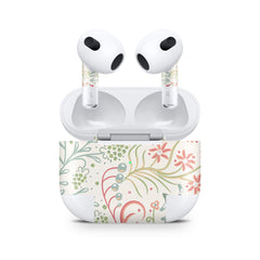 Floral Apple Airpod Skins, Flowery Airpods Sticker for Airpods 3 skin Vinyl 3m, Airpods skin earbuds, Airpods Protective Full wrap Cover