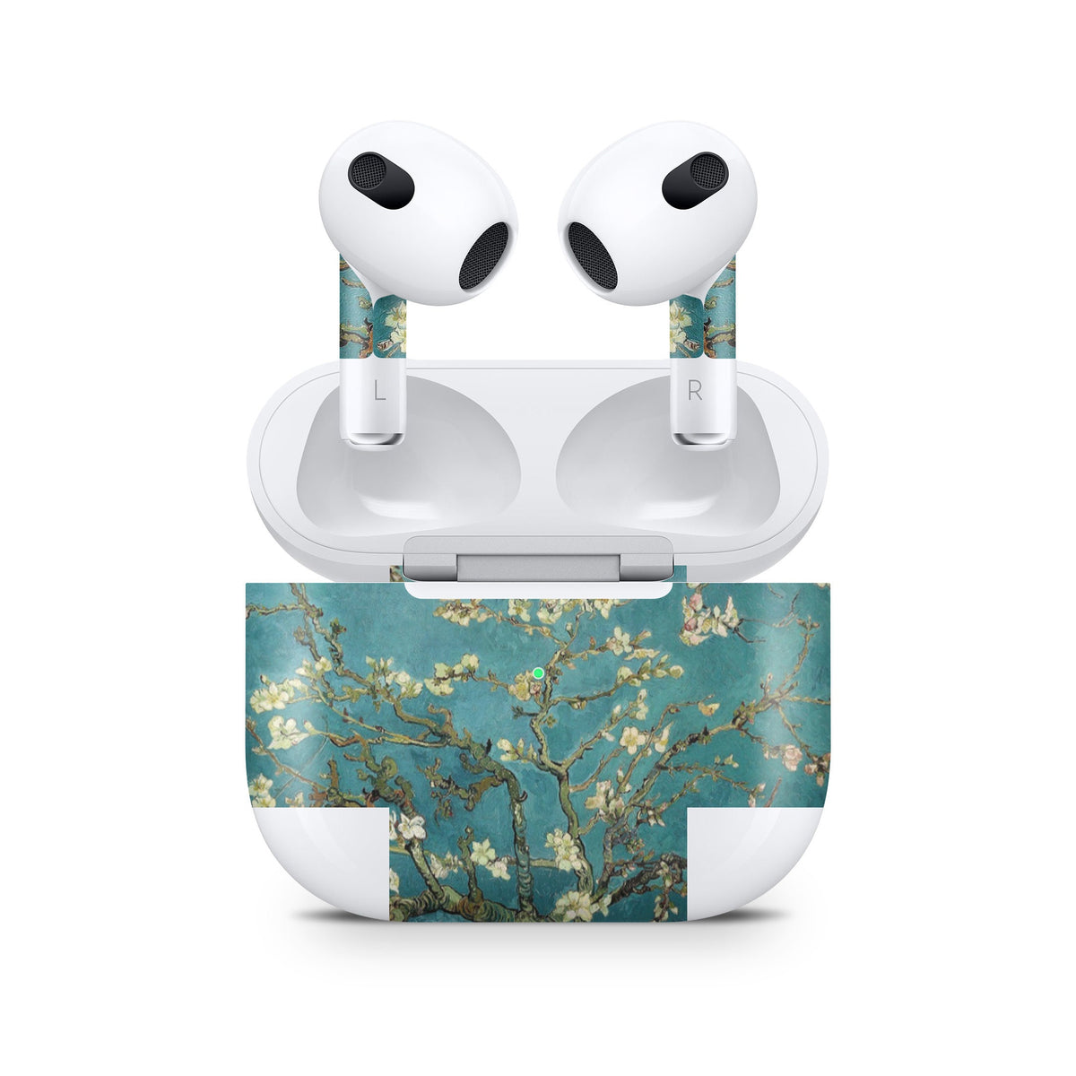 Sakura Apple Airpod Skins, Green Airpods Sticker for Airpods 3 skin Vinyl 3m, Airpods skin earbuds, Airpods Protective Full wrap Cover