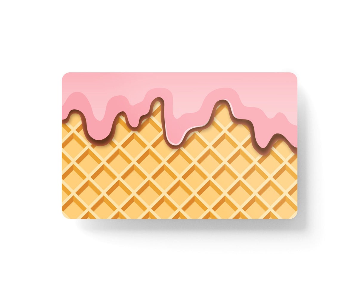 4PCS Credit Card Skin Ice Cream, Includes 4 variations for Debit Card Stickers Waffle Kawaii 3M Vinyl Waterproof, Bubble-Free Installation,