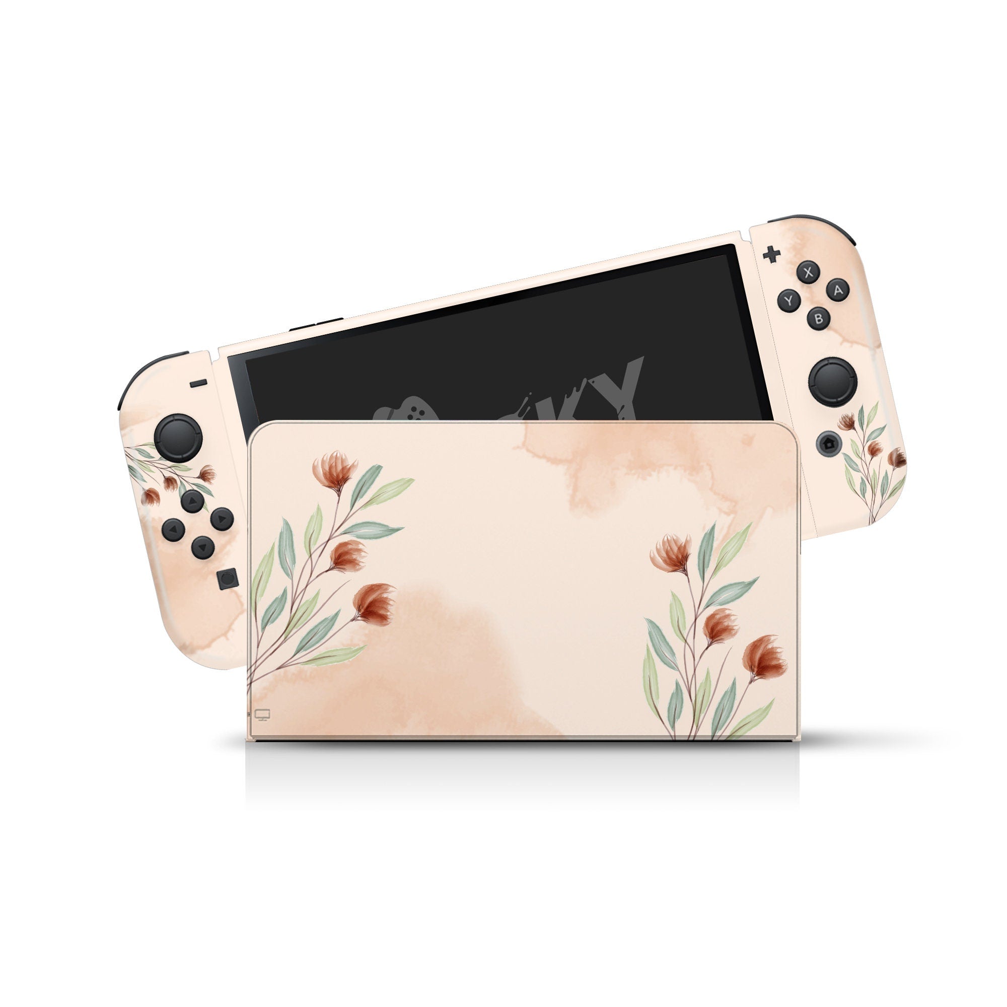 Nintendo switches oled skin Watercolor, Flower switch oled skin Beige skin Full wrap cover 3m