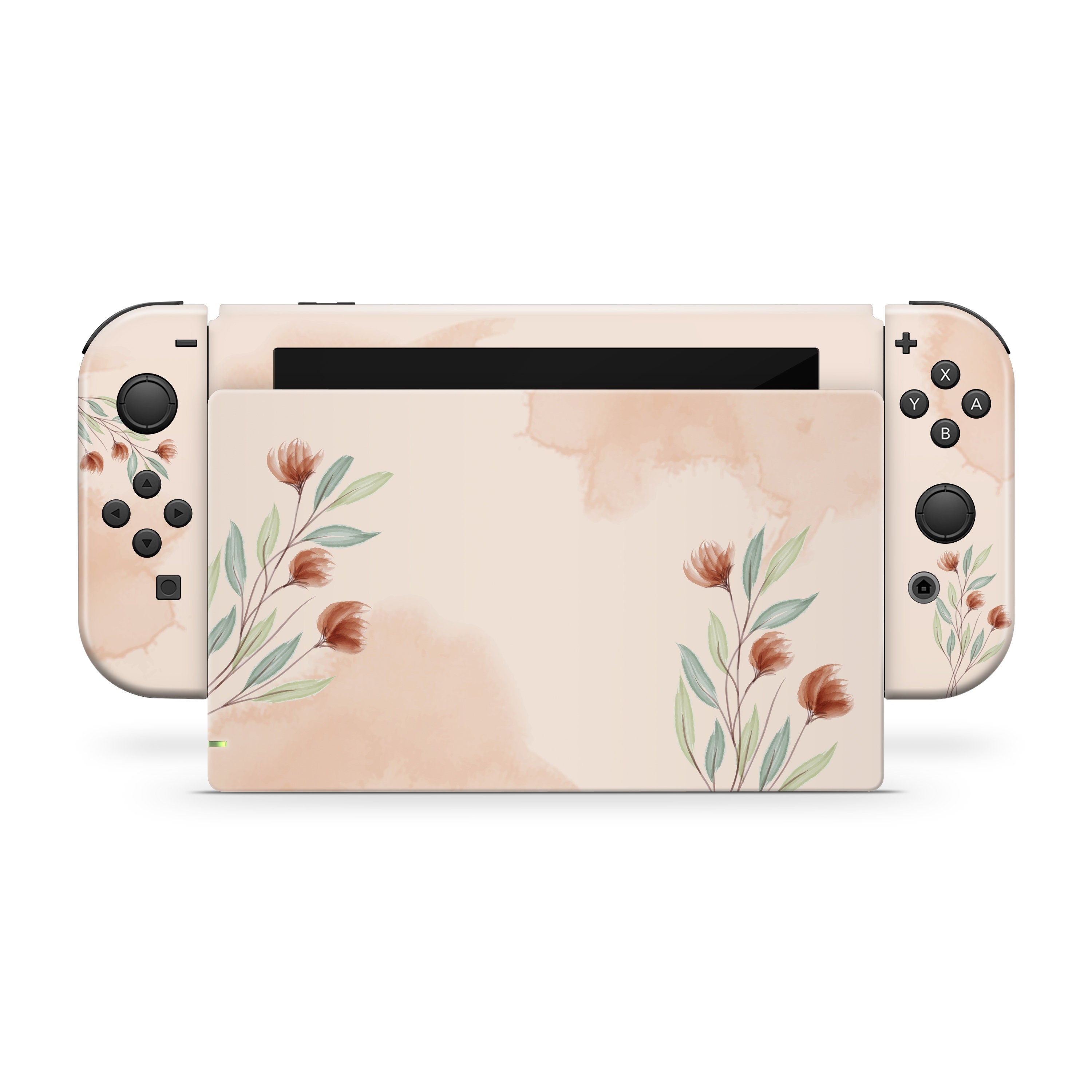 Nintendo switches skin Flower, Gray switch skin Watercolor skin Premium Vinyl 3M Decal Stickers Full Cover