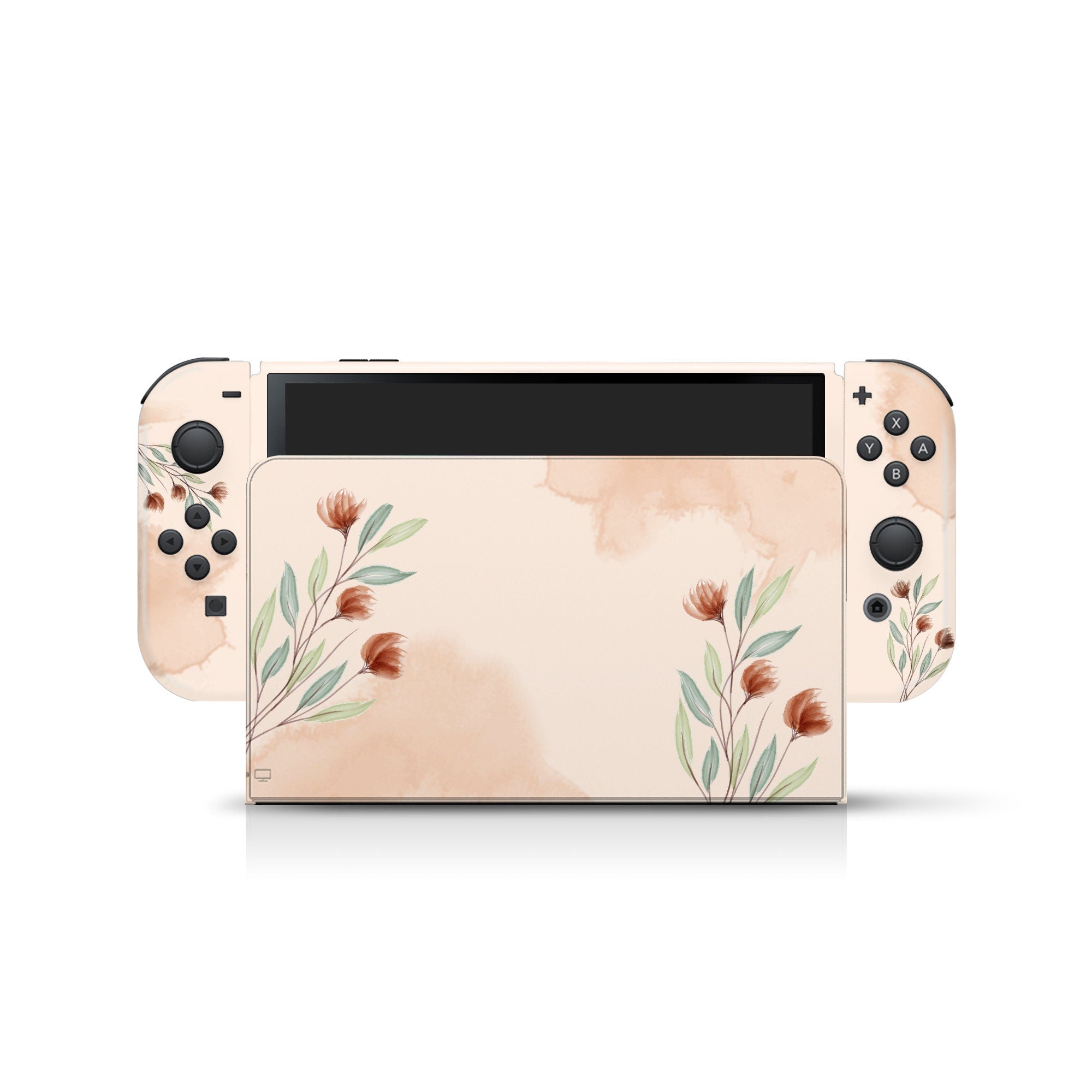 Nintendo switches oled skin Watercolor, Flower switch oled skin Beige skin Full wrap cover 3m