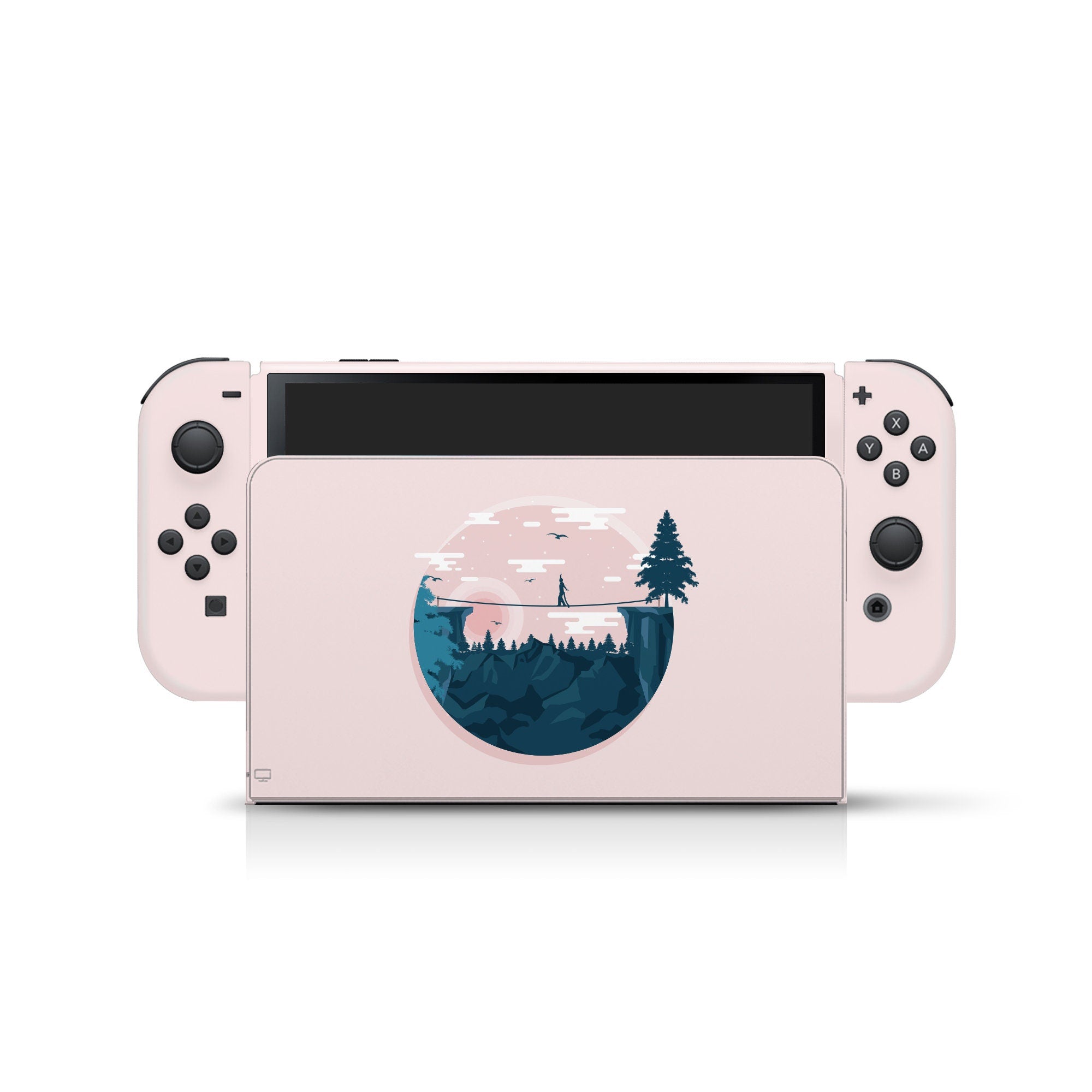 Nintendo switches oled skin Mountains, Pastel Pink switch Tightrope oled skin Full wrap 3m