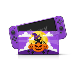 Spooky Pumpkin Nintendo Switches oled skin Halloween , Purple Kawaii switch oled skin Full wrap cover decal vinyl 3m stickers