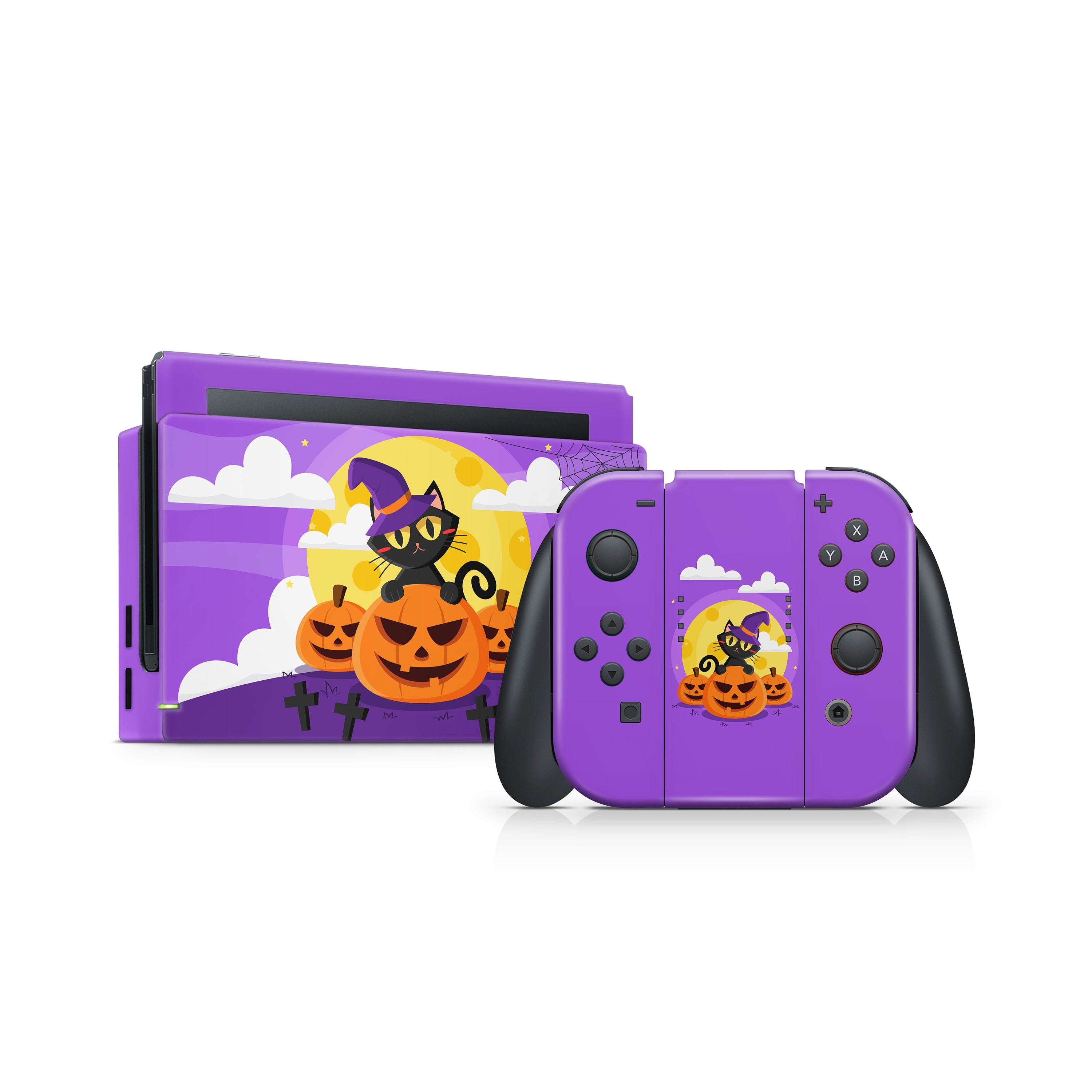 Spooky Pumpkin nintendo switches skin Halloween, Purple switch skin Full cover decal vinyl 3m stickers