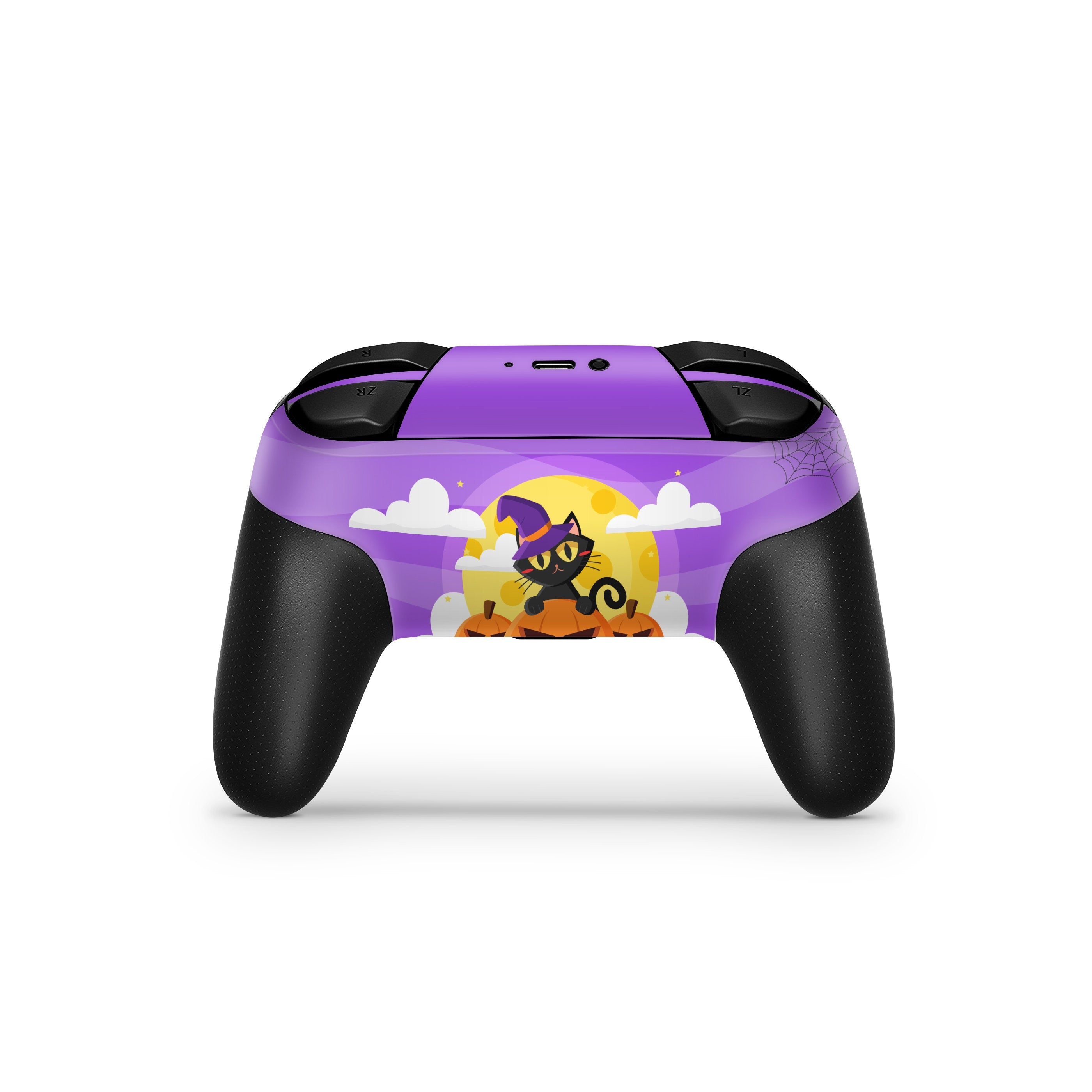 Halloween Nintendo Switch Pro Controller Skin Spooky Pumpkin, Purple pro controller Full cover 3m