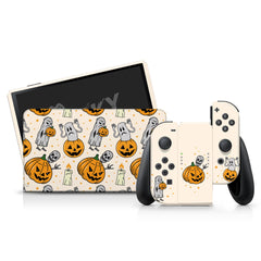 Pumpkin Nintendo Switches oled skin Halloween , Spooky Kawaii switch oled skin Full wrap cover decal vinyl 3m stickers