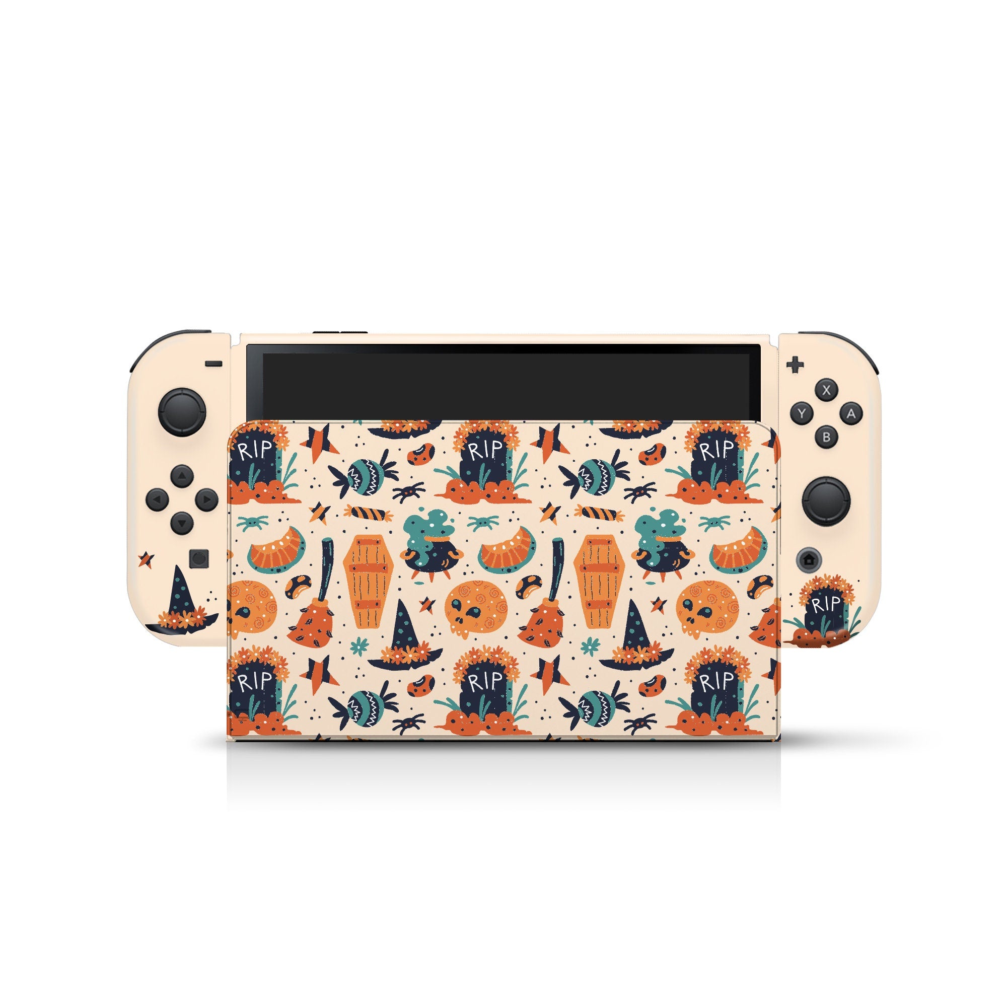 Spooky Nintendo Switches oled skin Halloween , Pumpkin Kawaii switch oled skin Full wrap cover decal vinyl 3m stickers