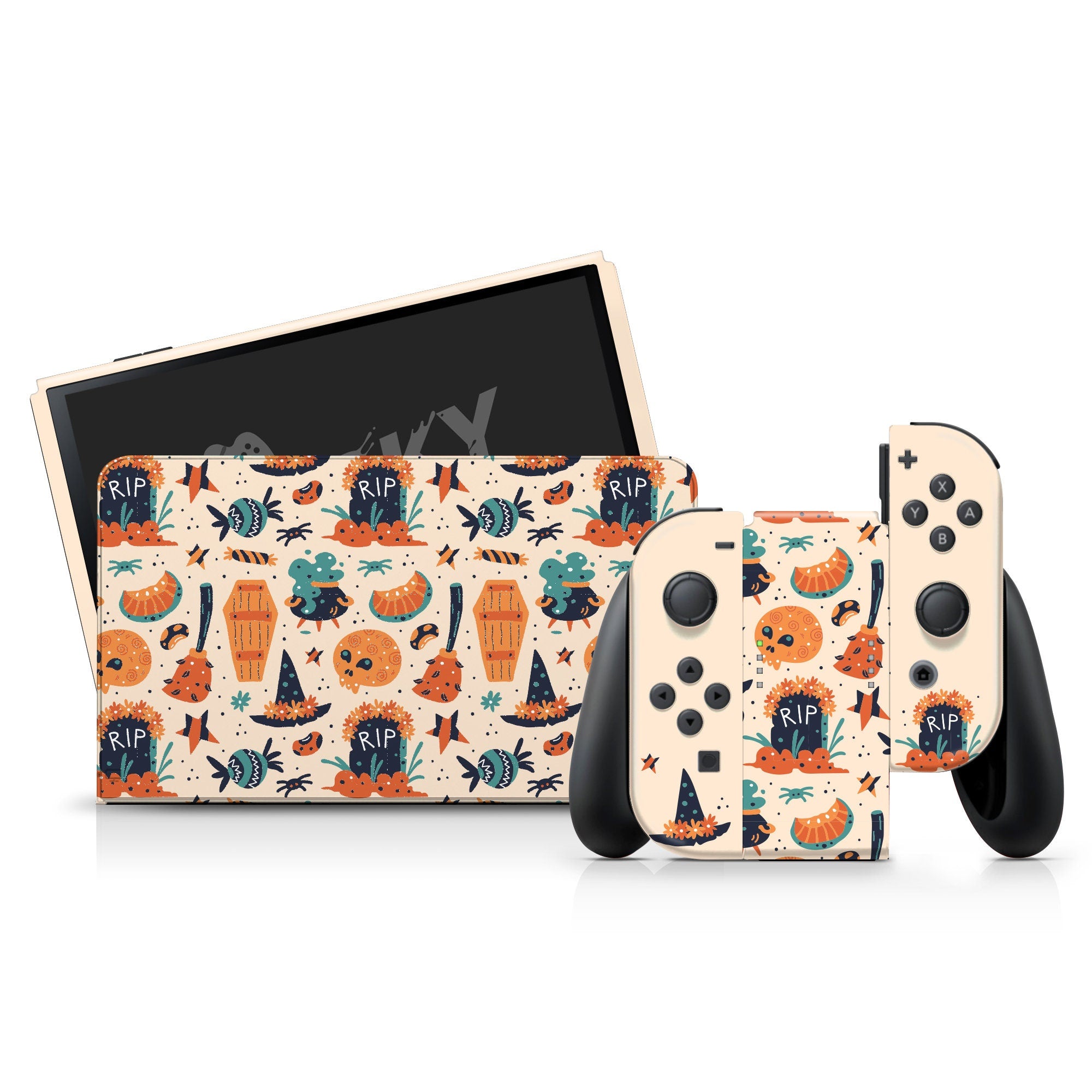 Spooky Nintendo Switches oled skin Halloween , Pumpkin Kawaii switch oled skin Full wrap cover decal vinyl 3m stickers