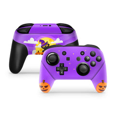 Halloween Nintendo Switch Pro Controller Skin Spooky Pumpkin, Purple pro controller Full cover 3m