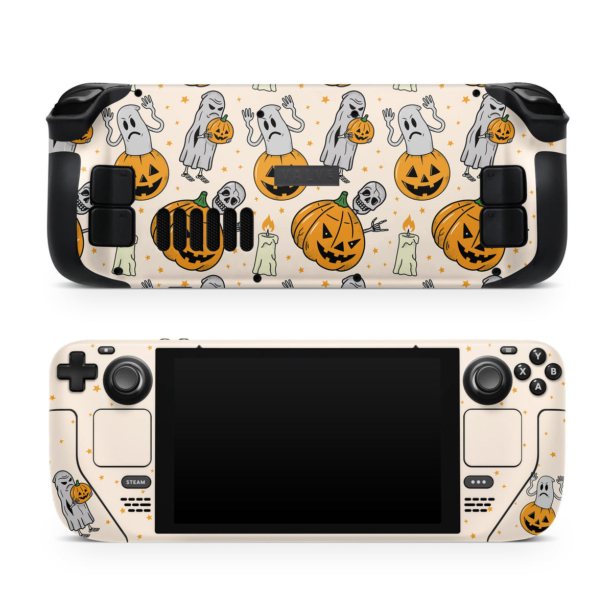 Spooky Halloween Steam Deck skin, Pumpkin Skin Beige Color Kawaii Steam Deck Decal Full Wrap cover Vinyl 3m Sticker