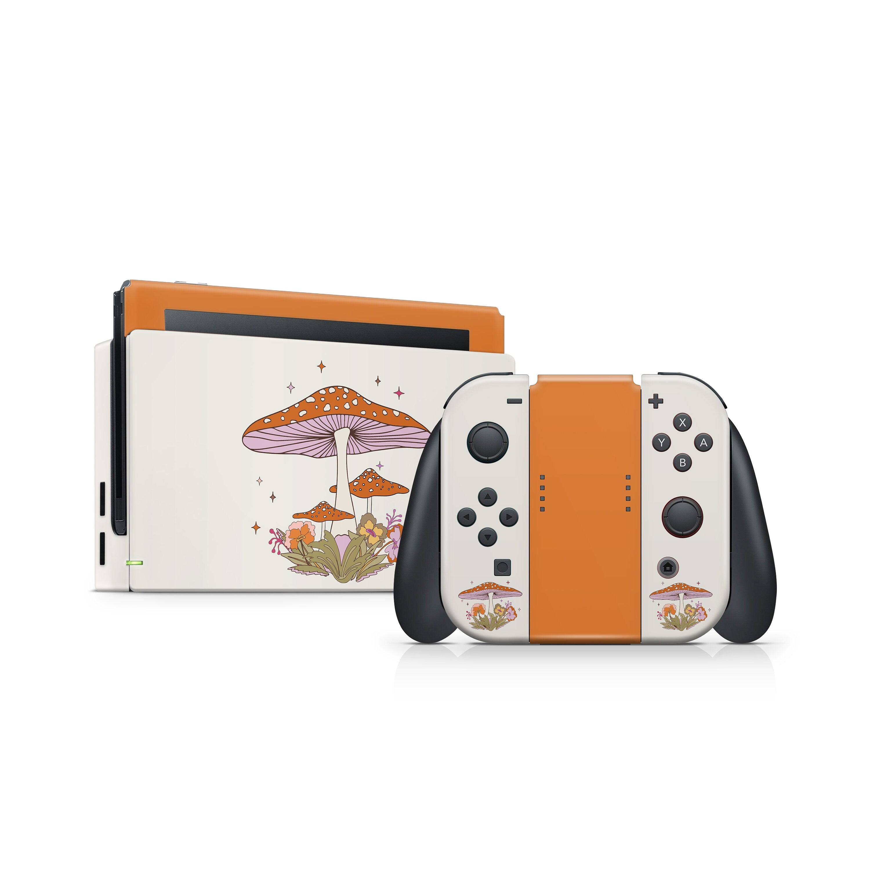 Nintendo Switches skin Mushroom, Orange Color switch skin Cute Full cover 3m