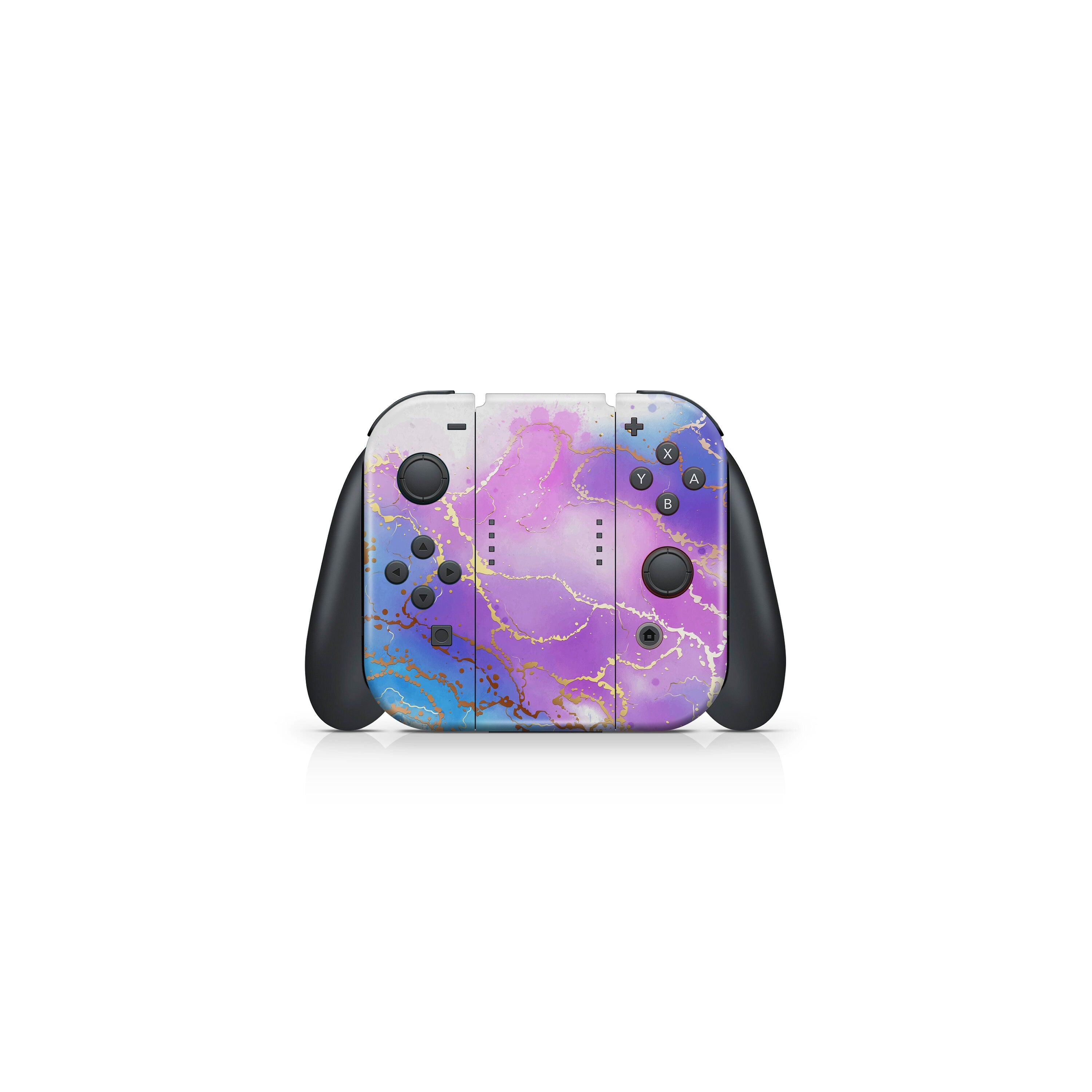 Nintendo Switches skin Marble Design Skin, Purple and Blue Color switch skin Cute Full cover 3m