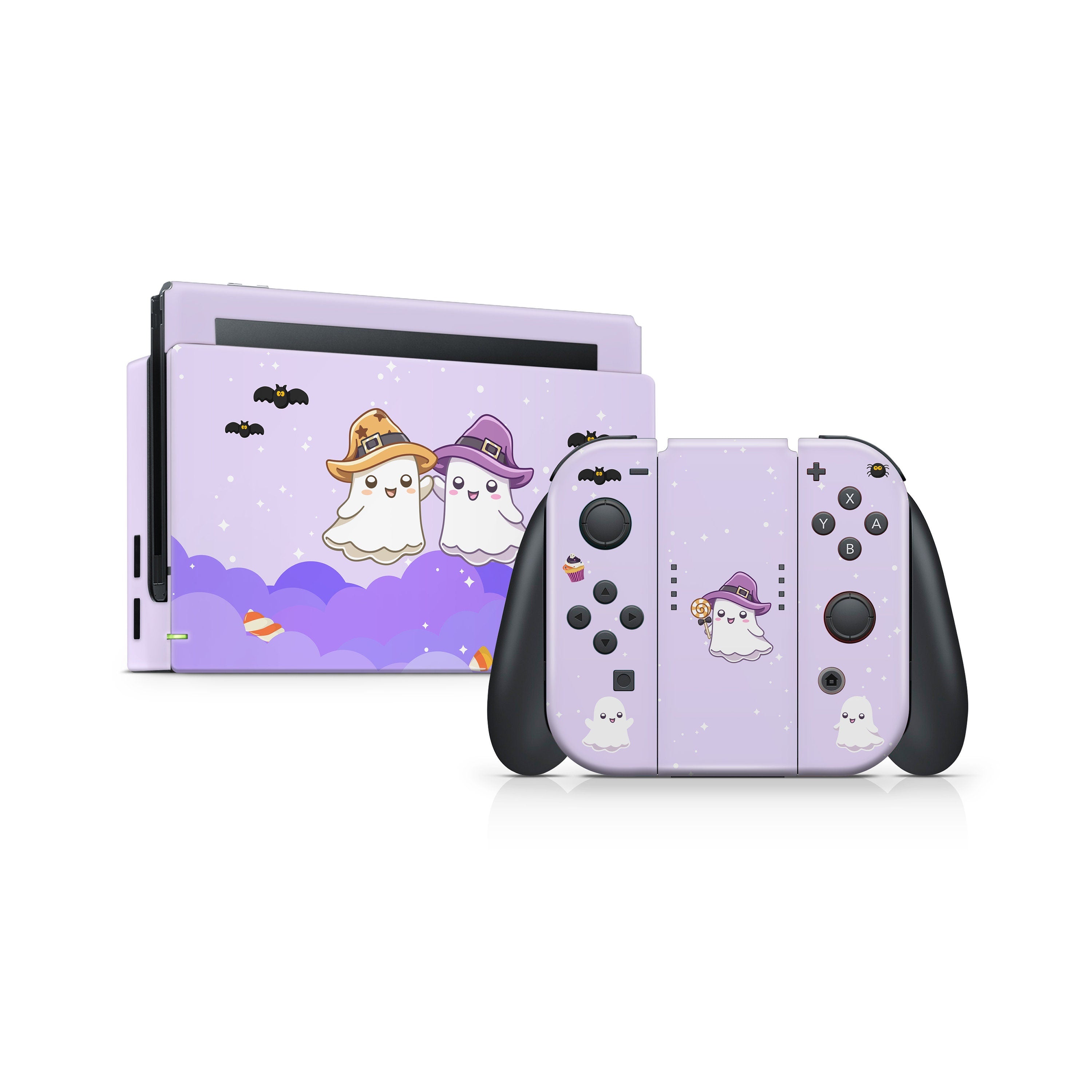 Anime Cartoon Nintendo switches skin Halloween, Purple Ghost switch skin Kawaii Full cover decal vinyl 3m stickers