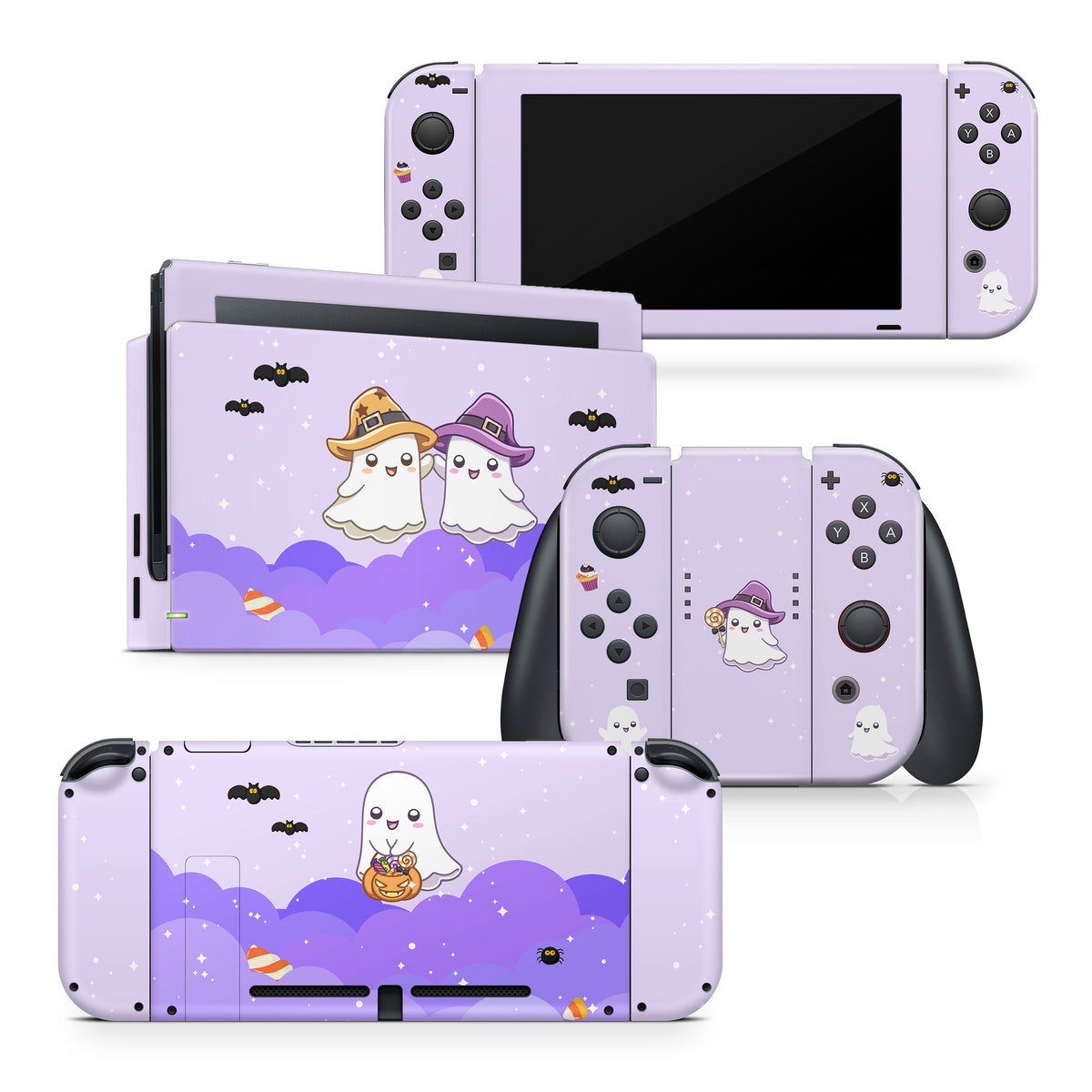 Anime Cartoon Nintendo switches skin Halloween, Purple Ghost switch skin Kawaii Full cover decal vinyl 3m stickers