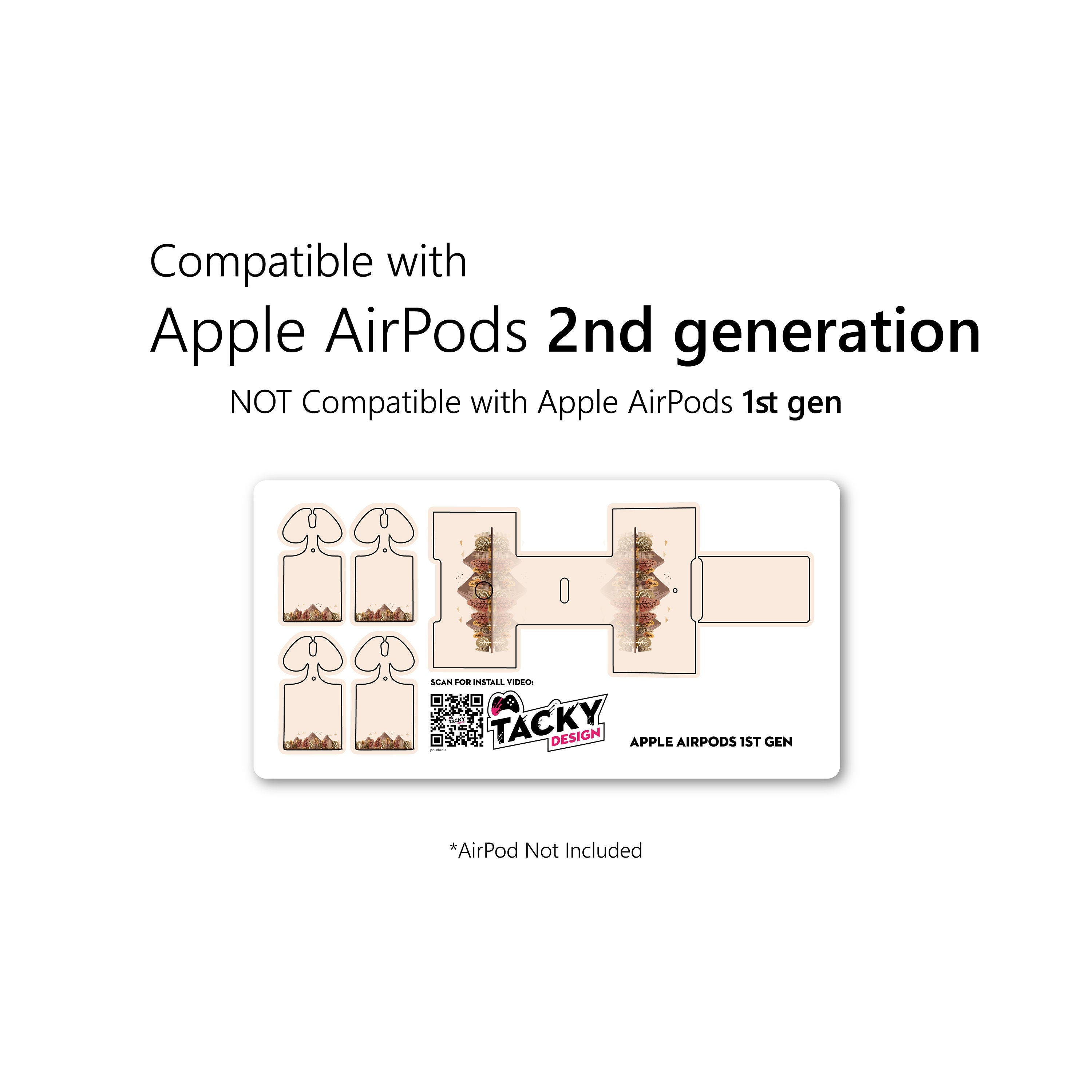 Mountains Apple Airpod Skins, Beige Airpods Sticker for airpods 1 & 2 Vinyl 3m, Airpods skin earbuds, Airpods Protective Full wrap Cover - Tackydesign