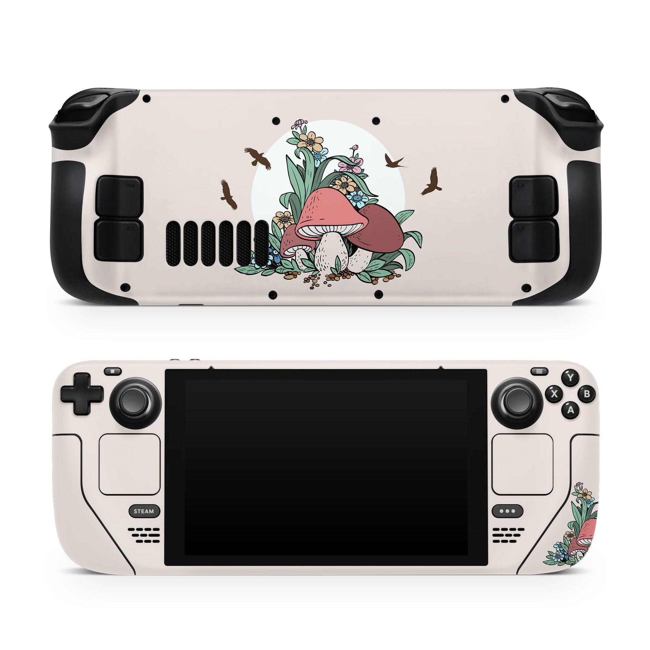 Mushroom Cute Steam Deck skin, Beige Color Kawaii Steam Deck Decal Full Wrap cover Vinyl 3m Sticker - Tackydesign