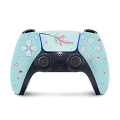 pastel Ps5 skin Sakura, Playstation 5 controller skin Blossom, Blue Vinyl 3m stickers Full wrap cover - Tackydesign