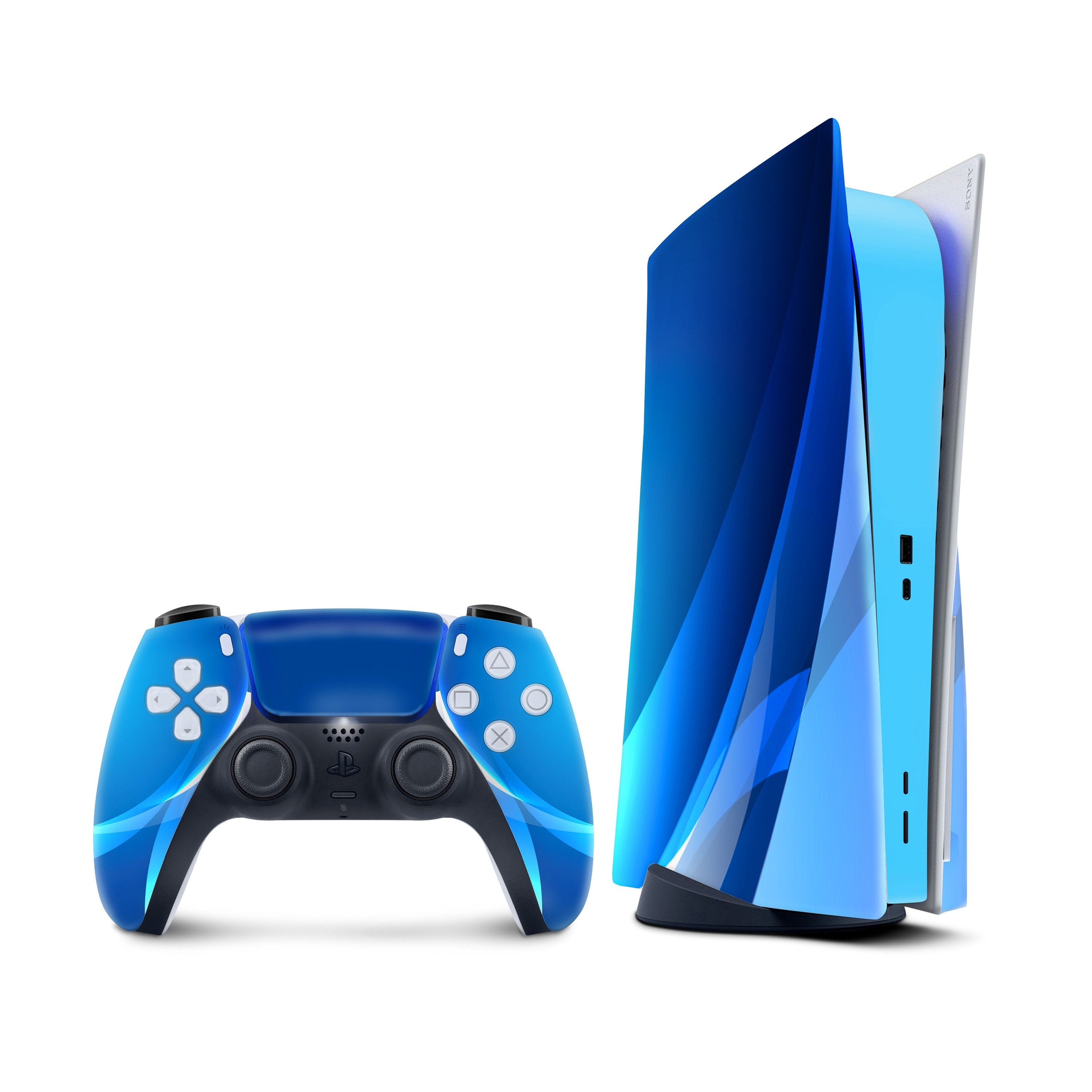 Ps5 skin Blue, Playstation 5 controller skin ,Vinyl 3m stickers Full wrap cover - Tackydesign