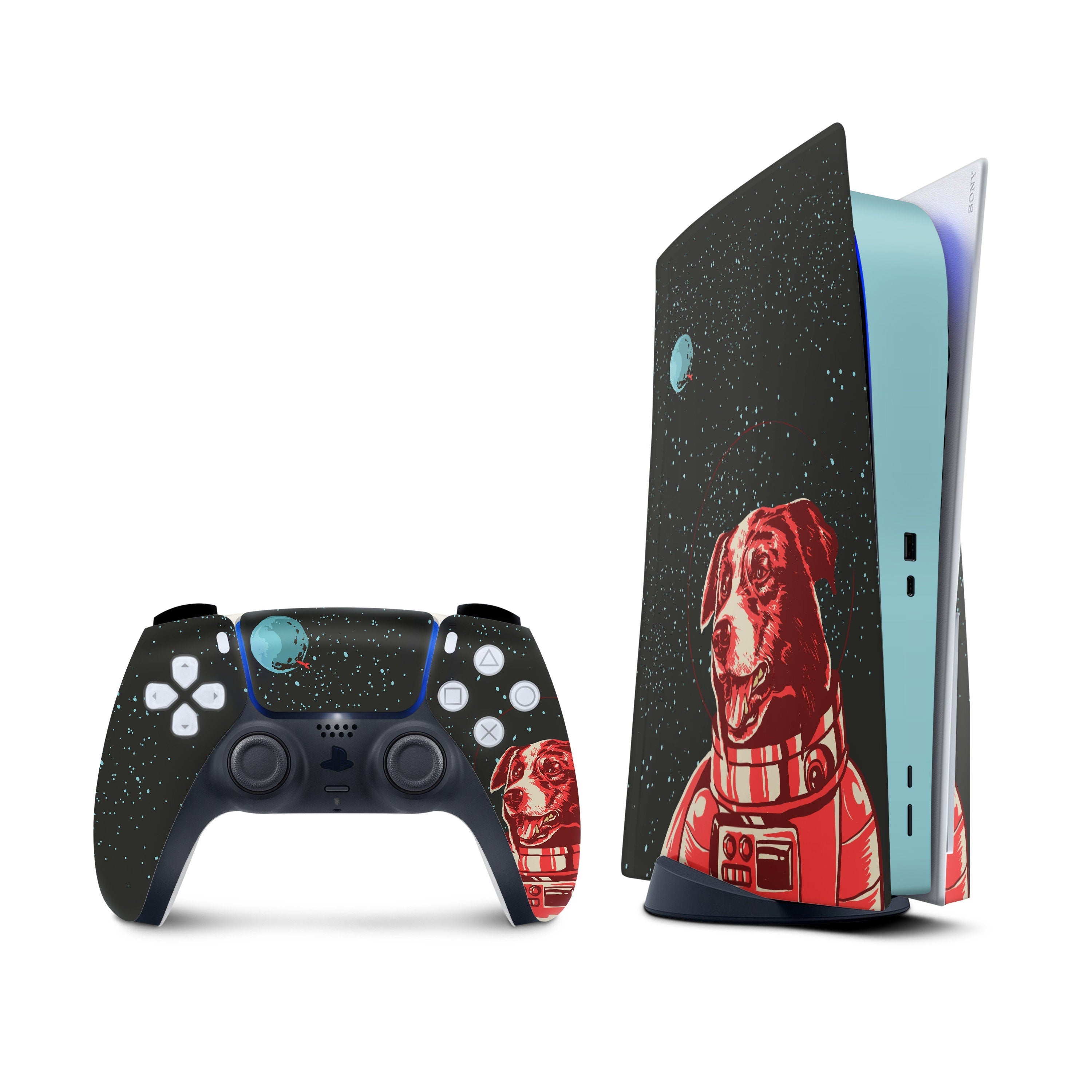 Ps5 skin space dog, Playstation 5 controller skin, Vinyl 3m stickers Full wrap cover - Tackydesign