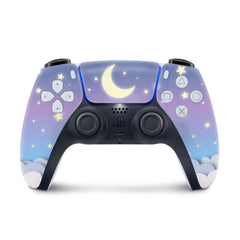 Purple Ps5 skin Clouds, Sony Playstation 5 controller skin Moon, Vinyl 3m stickers Full wrap cover - Tackydesign