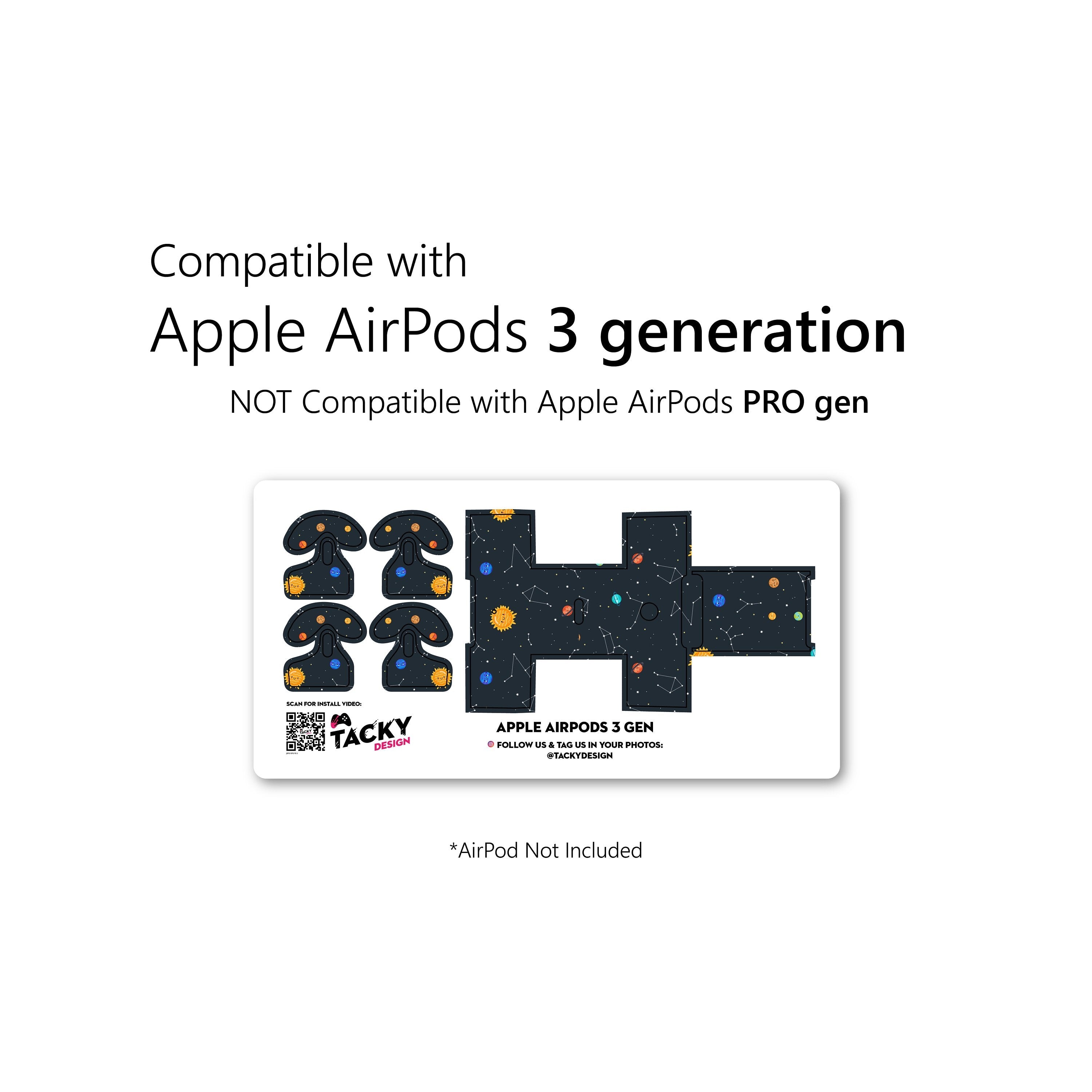 Space Apple Airpod Skins, Galaxy Airpods Sticker for Airpods 3 skin Vinyl 3m, Airpods skin earbuds, Airpods Protective Full wrap Cover - Tackydesign