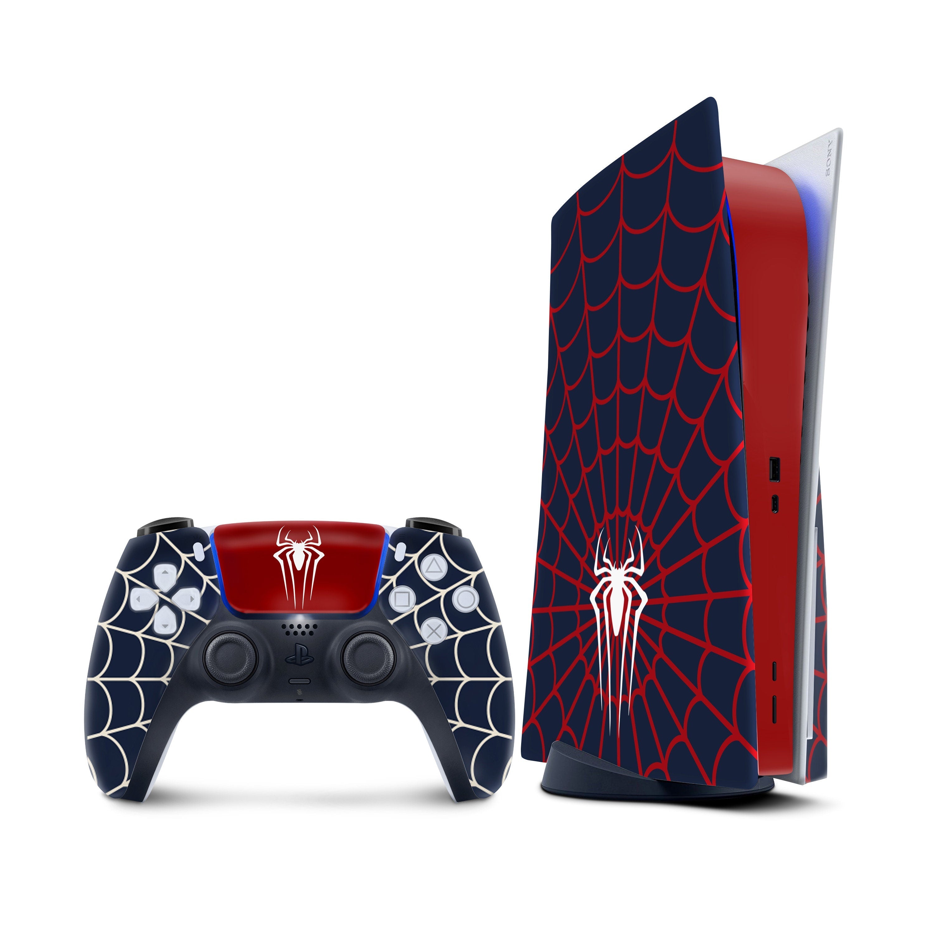 Superhero Spider Ps5 skin, Playstation 5 controller skin Superheroes, Vinyl 3m stickers Full wrap cover - Tackydesign