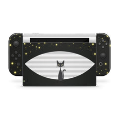 TACKY DESIGN Black Cat Nintendo Switch Skin Wrap | Pet - Themed 3M Vinyl Full Cover - Tackydesign