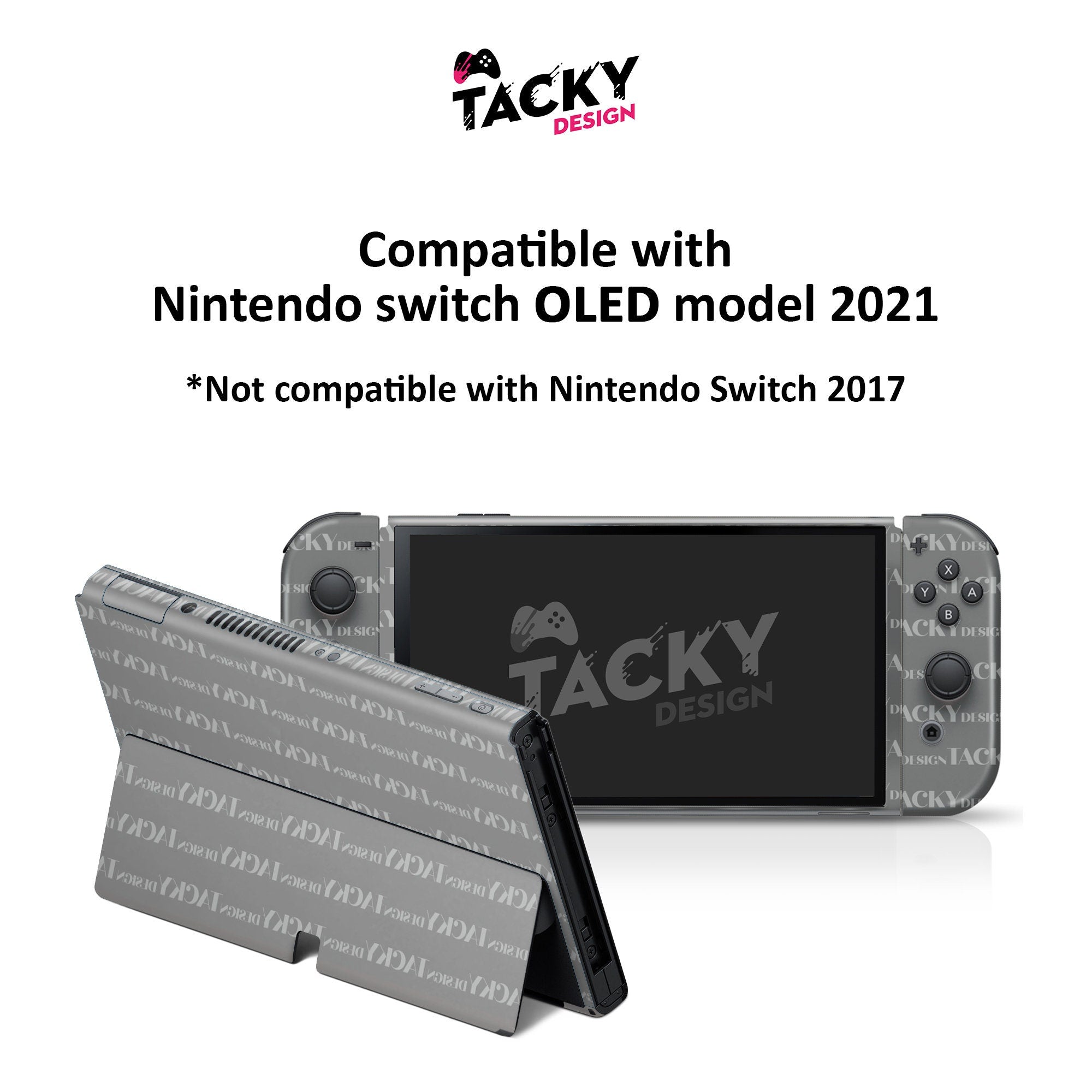TACKY DESIGN Blue Nintendo Switch OLED Skin Wrap | Pastel Colorwave Color Blocking 3M Vinyl Full Cover - Tackydesign