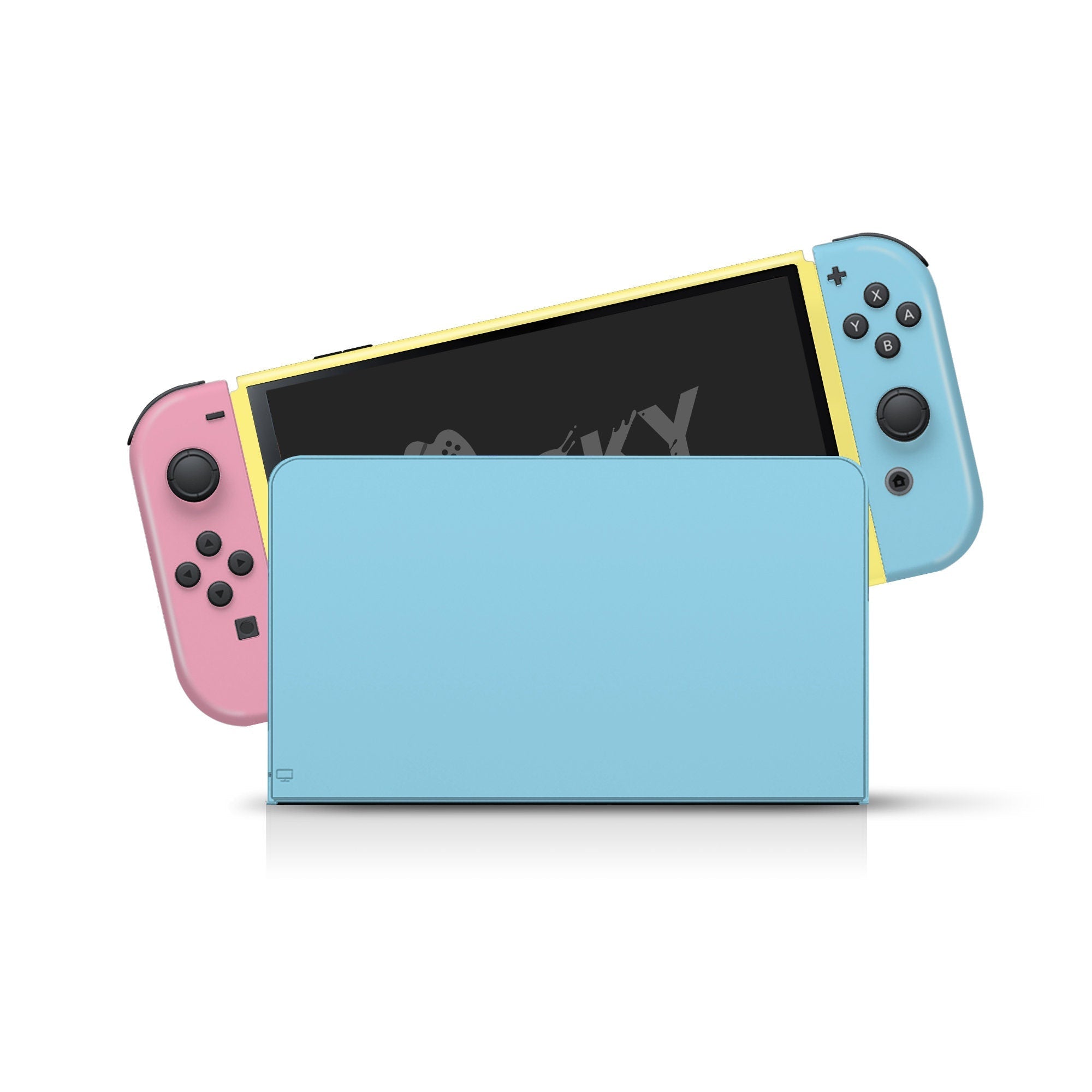 TACKY DESIGN Blue Nintendo Switch OLED Skin Wrap | Pastel Colorwave Color Blocking 3M Vinyl Full Cover - Tackydesign