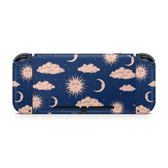 TACKY DESIGN Blue Nintendo Switch Skin Wrap | Clouds, Moon, and Sun 3M Vinyl Cover - Tackydesign