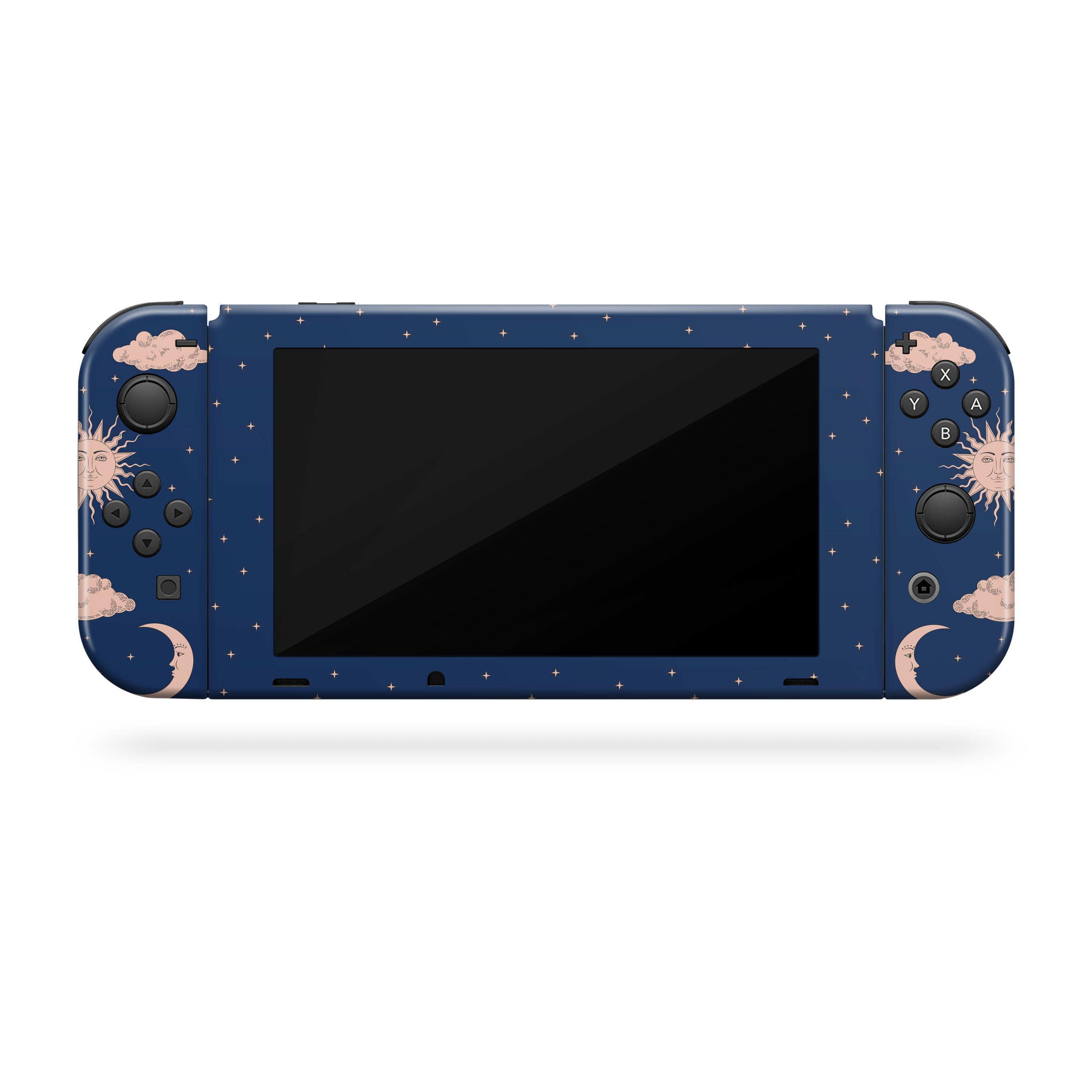 TACKY DESIGN Blue Nintendo Switch Skin Wrap | Clouds, Moon, and Sun 3M Vinyl Cover - Tackydesign