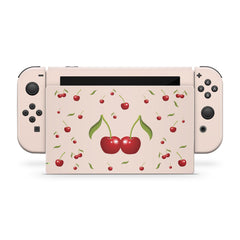 TACKY DESIGN Cherries Nintendo Switch Skin Wrap | Cute Pastel Pink 3M Vinyl Cover - Tackydesign