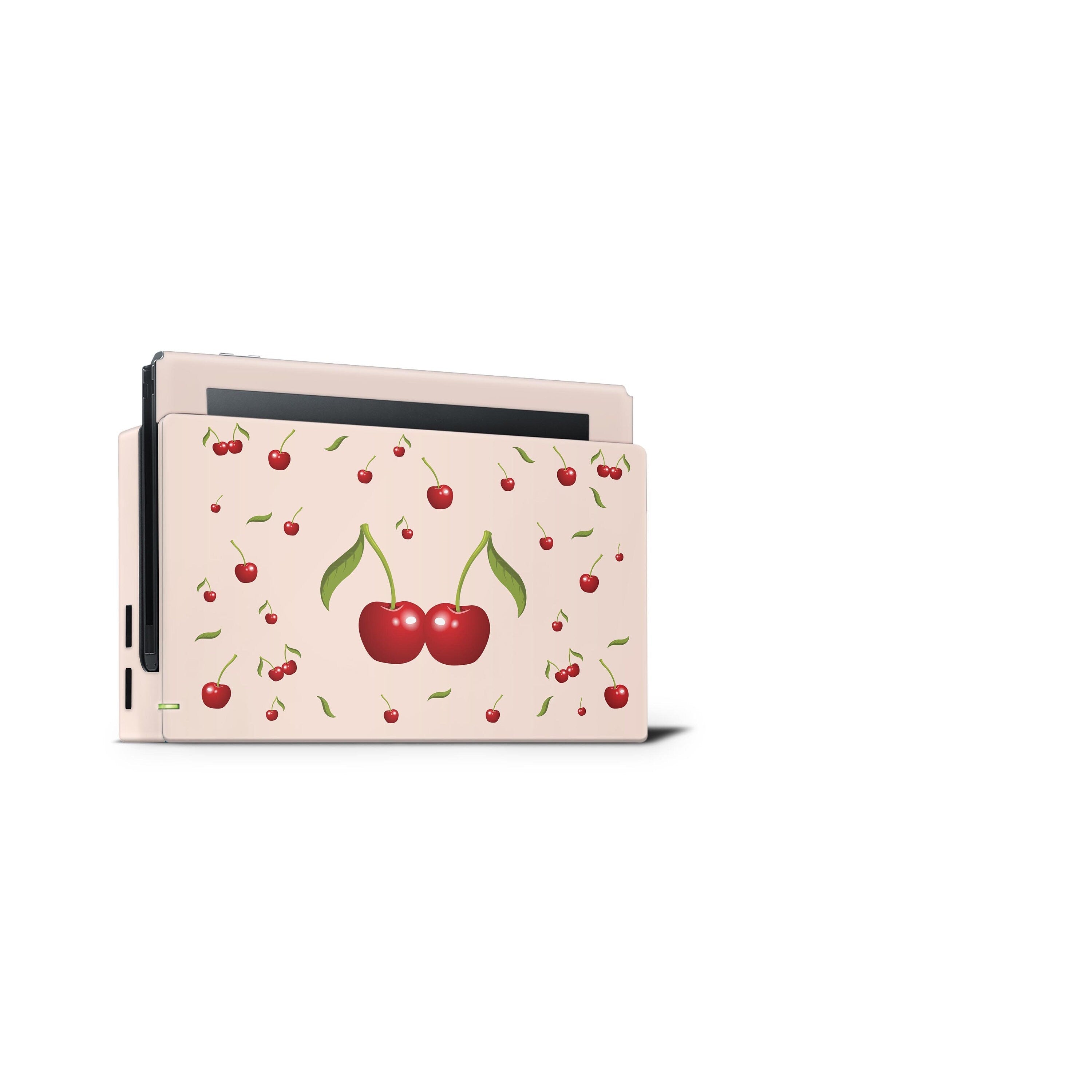 TACKY DESIGN Cherries Nintendo Switch Skin Wrap | Cute Pastel Pink 3M Vinyl Cover - Tackydesign