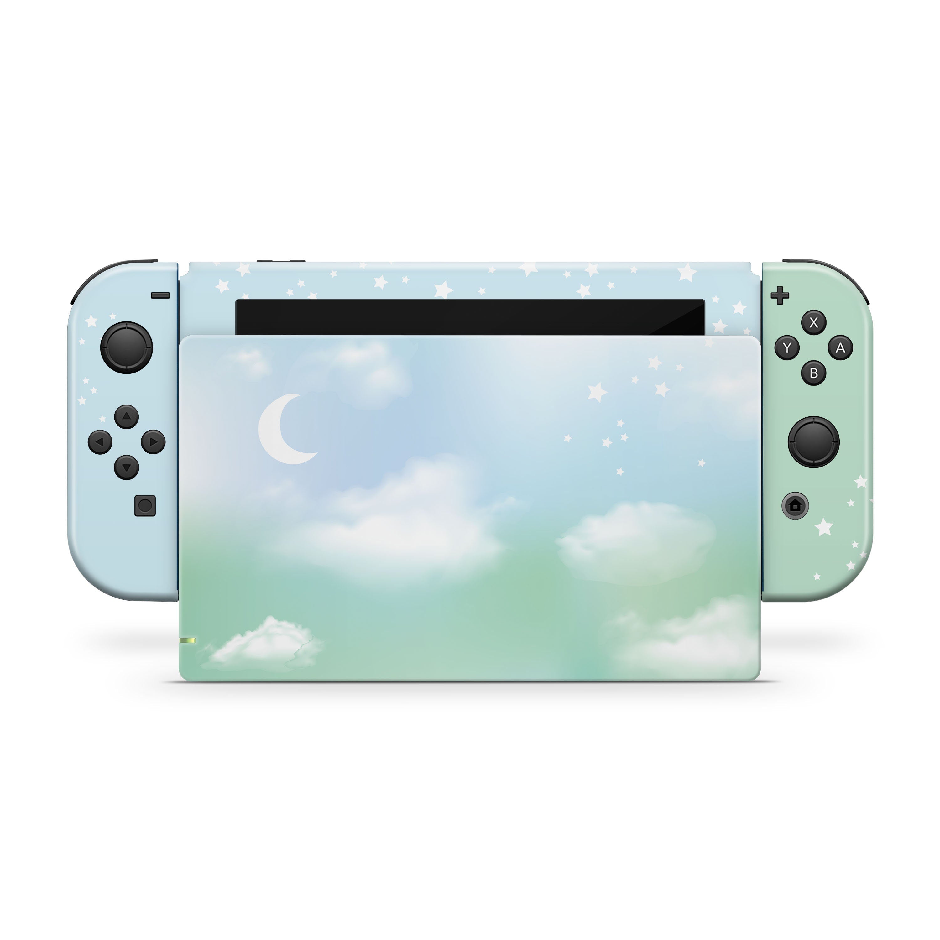 TACKY DESIGN Cloud Nintendo Switch Skin Wrap | Pastel Green Sky 3M Vinyl Full Cover - Tackydesign