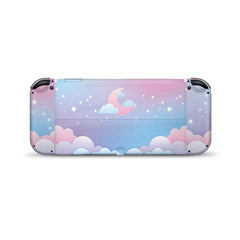 TACKY DESIGN Clouds Nintendo Switch OLED Skin Wrap | Moon Blue Pastel 3M Vinyl Full Cover - Tackydesign