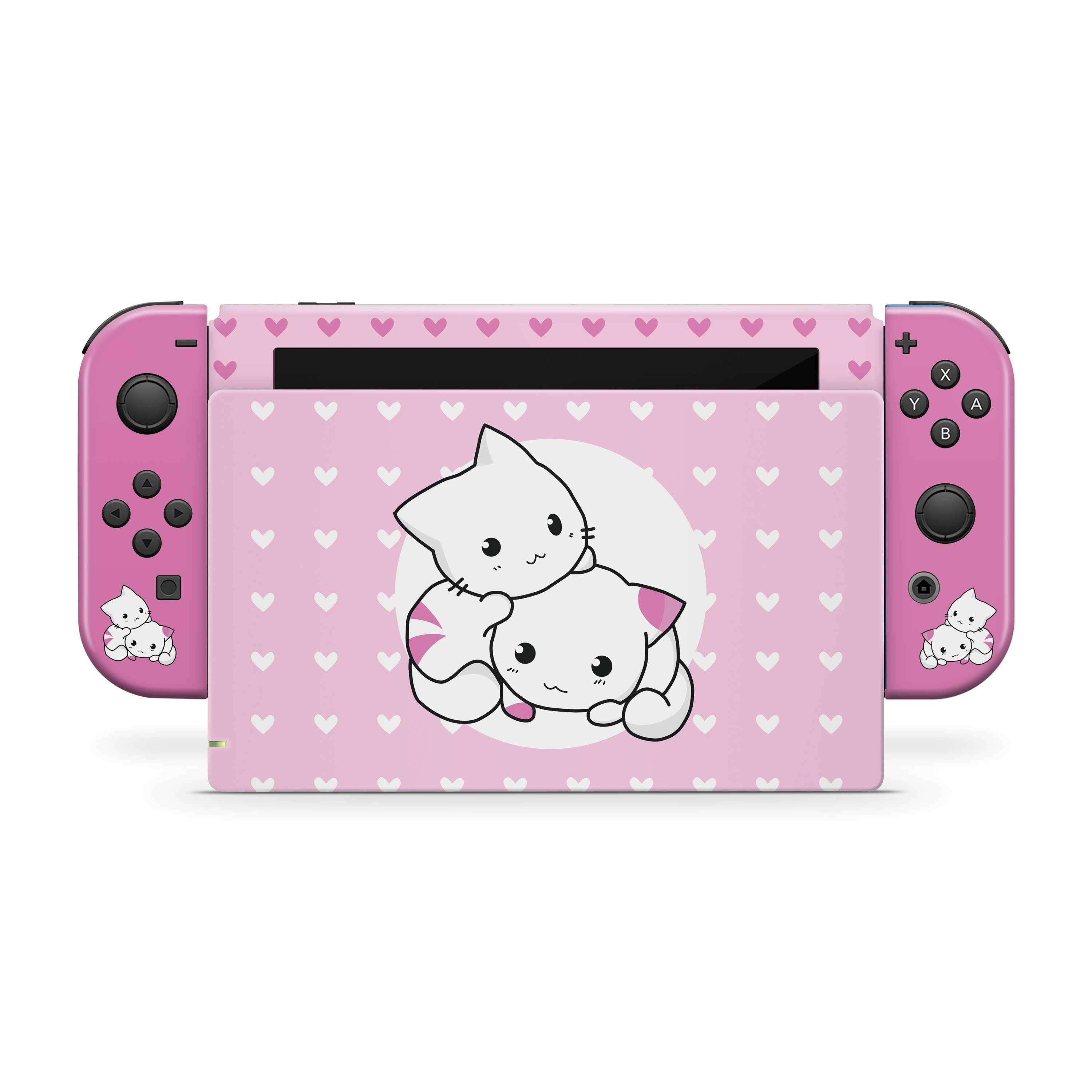 TACKY DESIGN Cute Cat Nintendo Switch Skin Wrap | Pink 3M Vinyl Full Cover - Tackydesign