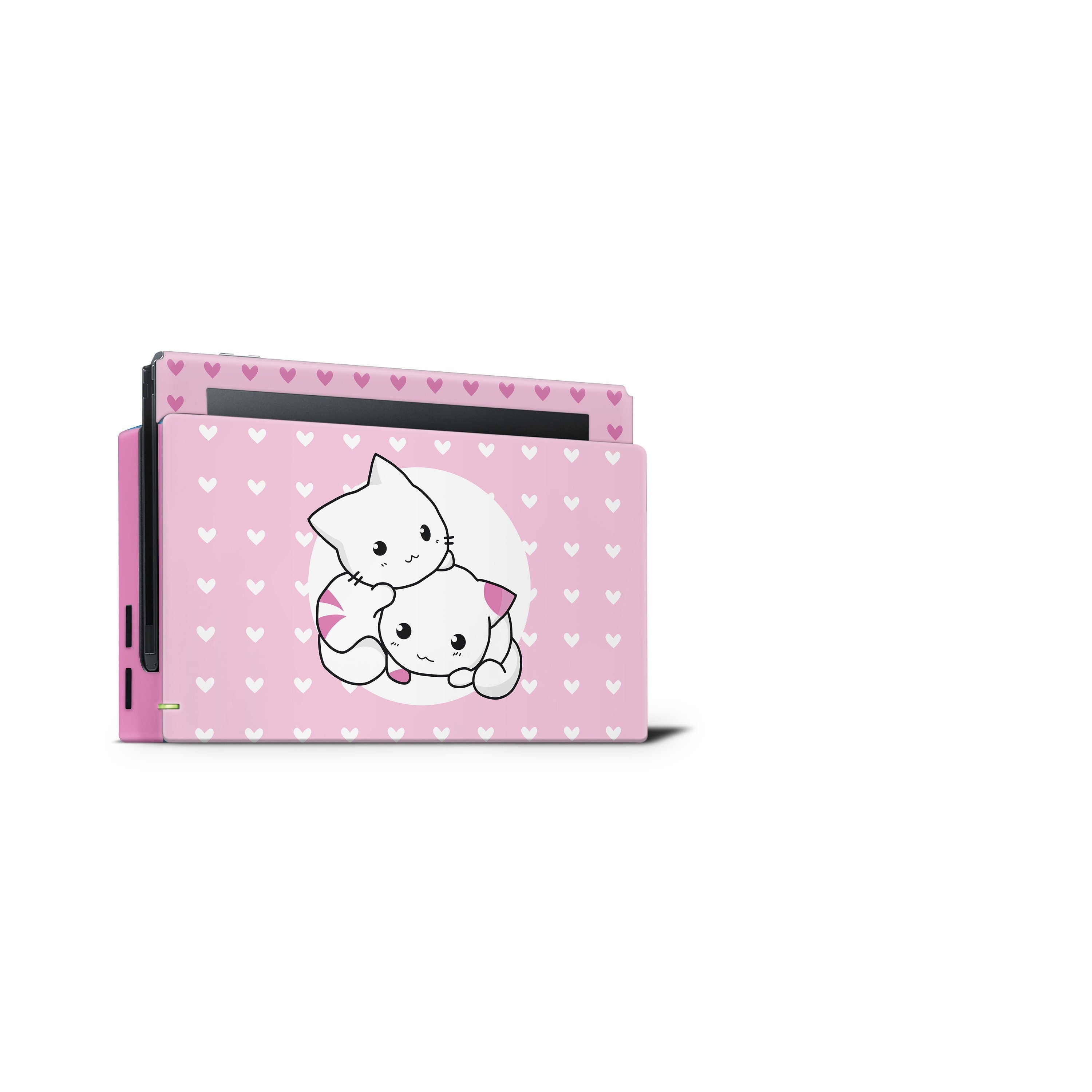TACKY DESIGN Cute Cat Nintendo Switch Skin Wrap | Pink 3M Vinyl Full Cover - Tackydesign