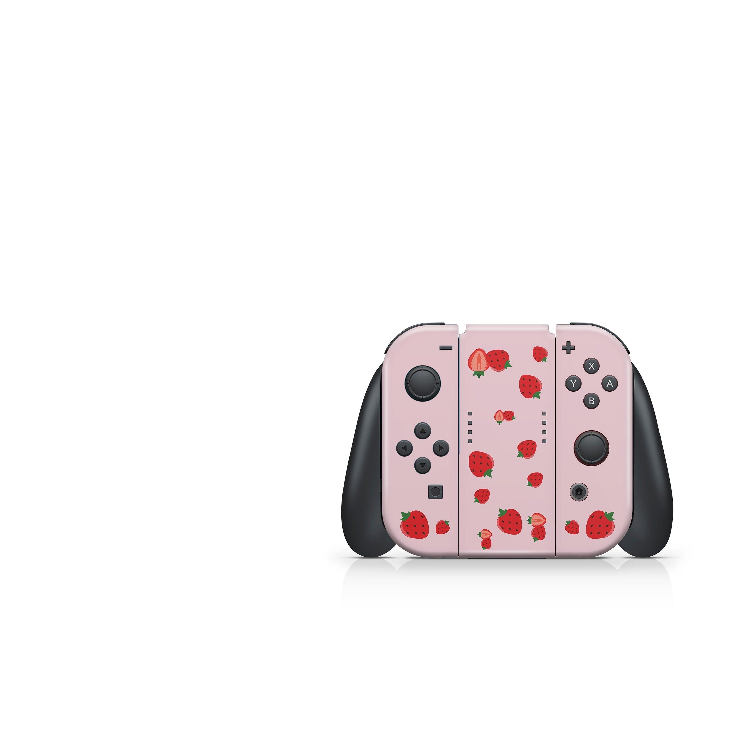 TACKY DESIGN Cute Strawberry Nintendo Switch Skin Wrap | Pink 3M Vinyl Full Cover Decal Stickers - Tackydesign